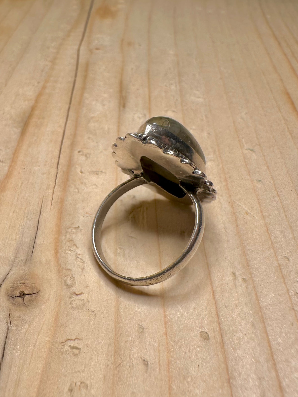 Large Labradorite Oval 925 Sterling Silver Size O Ring