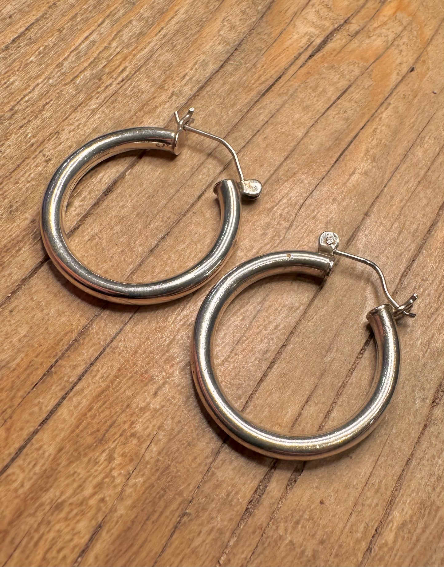 Vintage Rounded Hoops 925 Sterling Silver Earrings