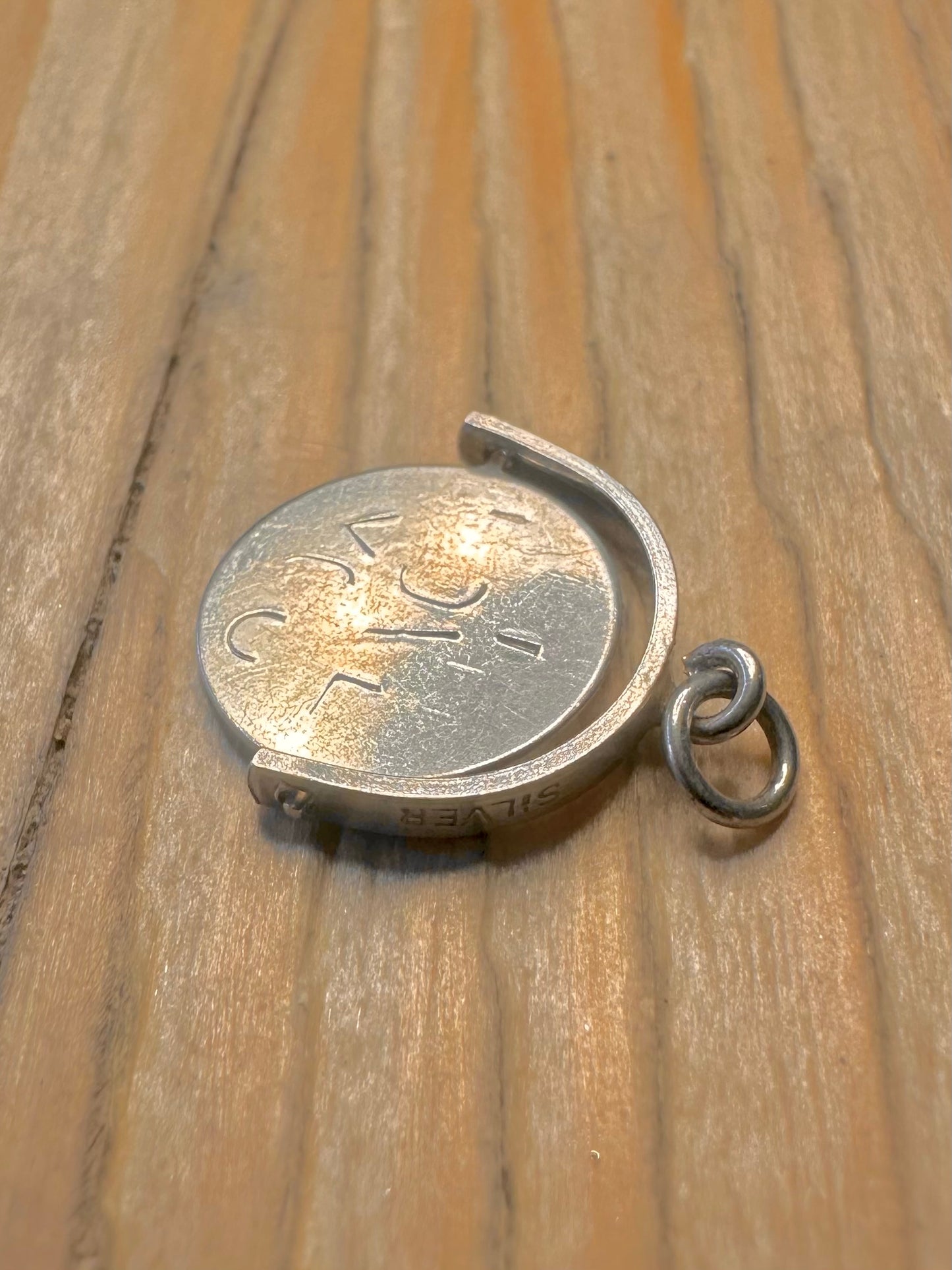 Vintage I Love You Spinner 925 Sterling Silver Pendant