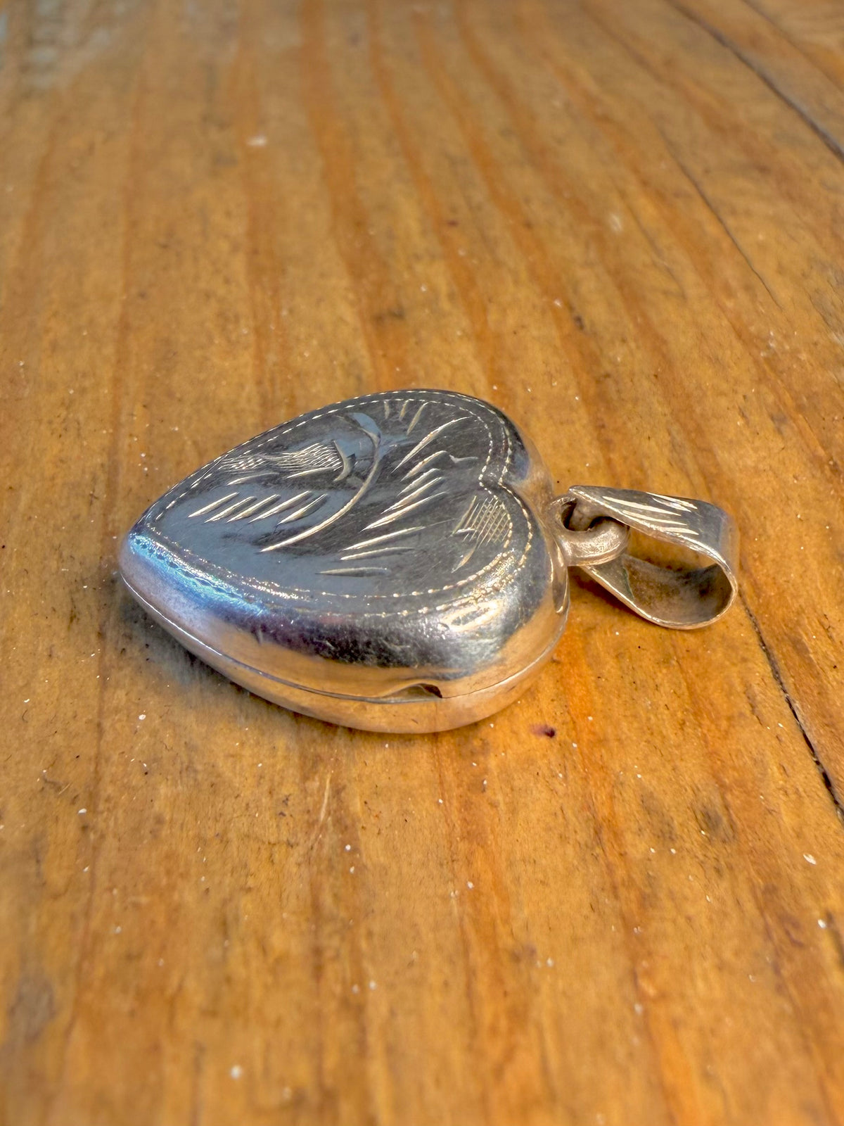 Heart Engraved Locket 925 Sterling Silver Pendant