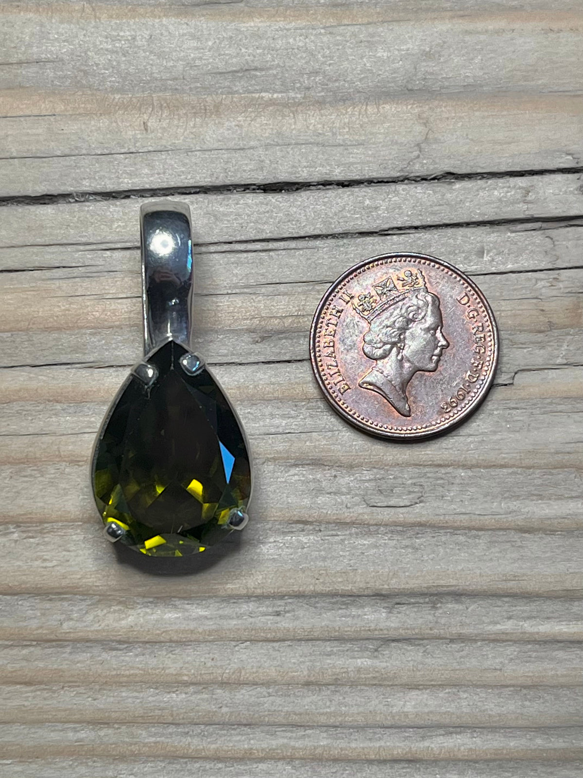 Teardrop Moldavite 925 Sterling Silver Pendant
