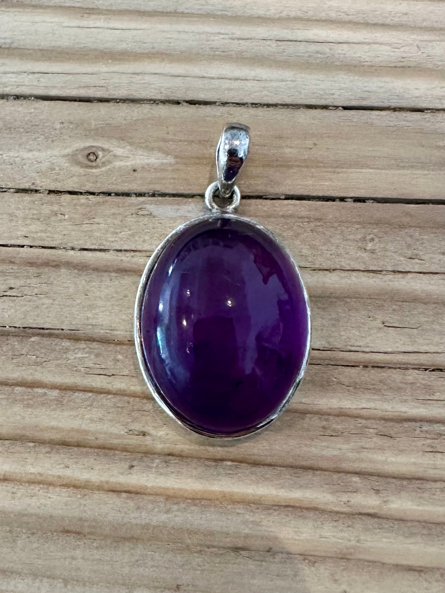 Vintage Oval Amethyst 925 Silver Pendant