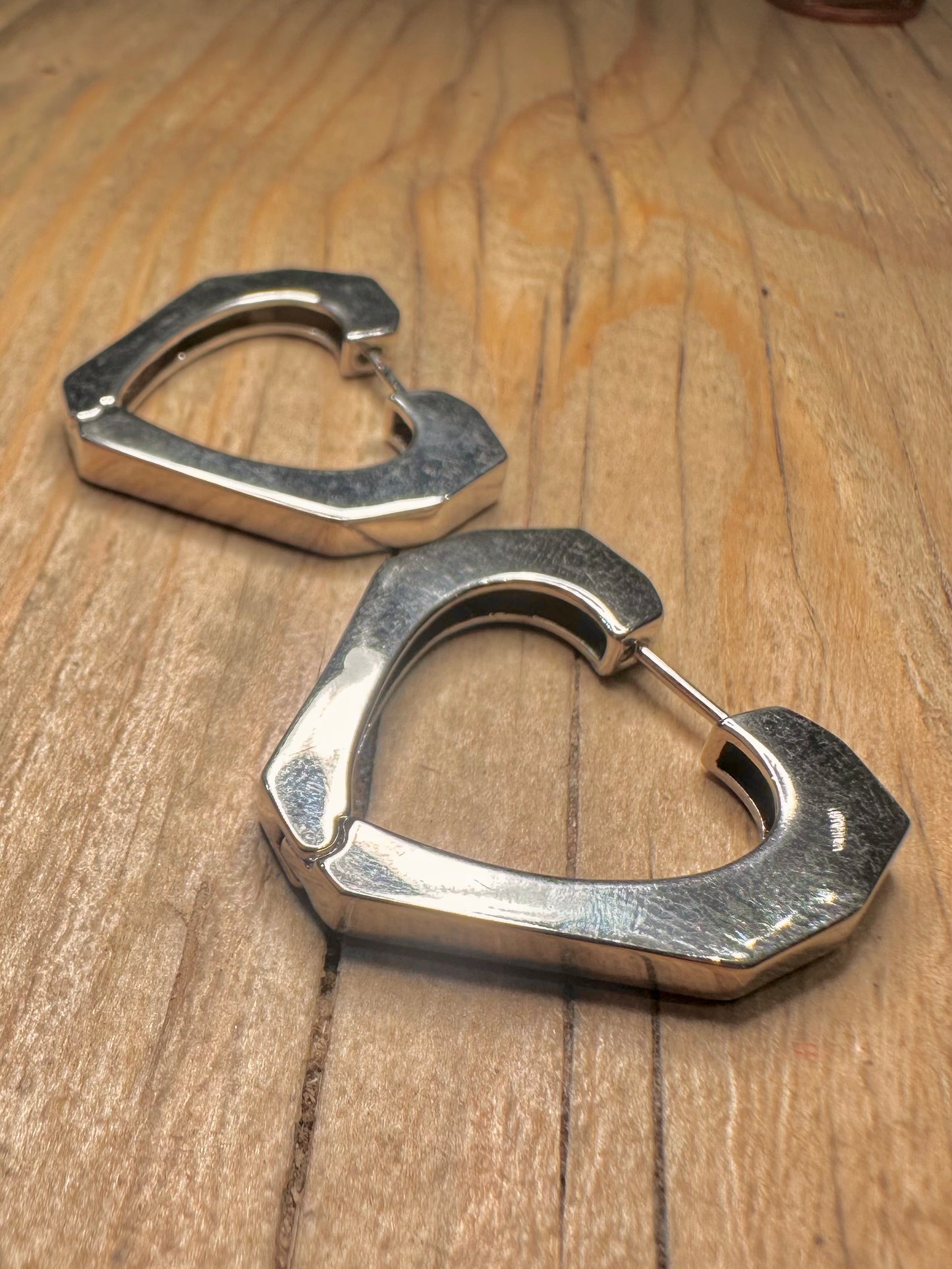 Modern Chunky Heart 925 Sterling Silver Earrings