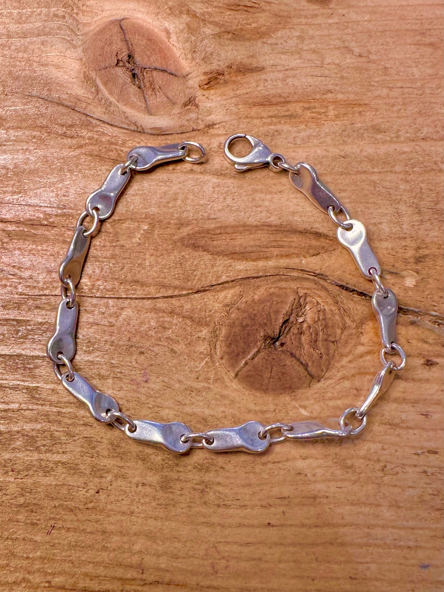 Abstract 1998 Unique Link 925 Silver 7.2 inch Bracelet