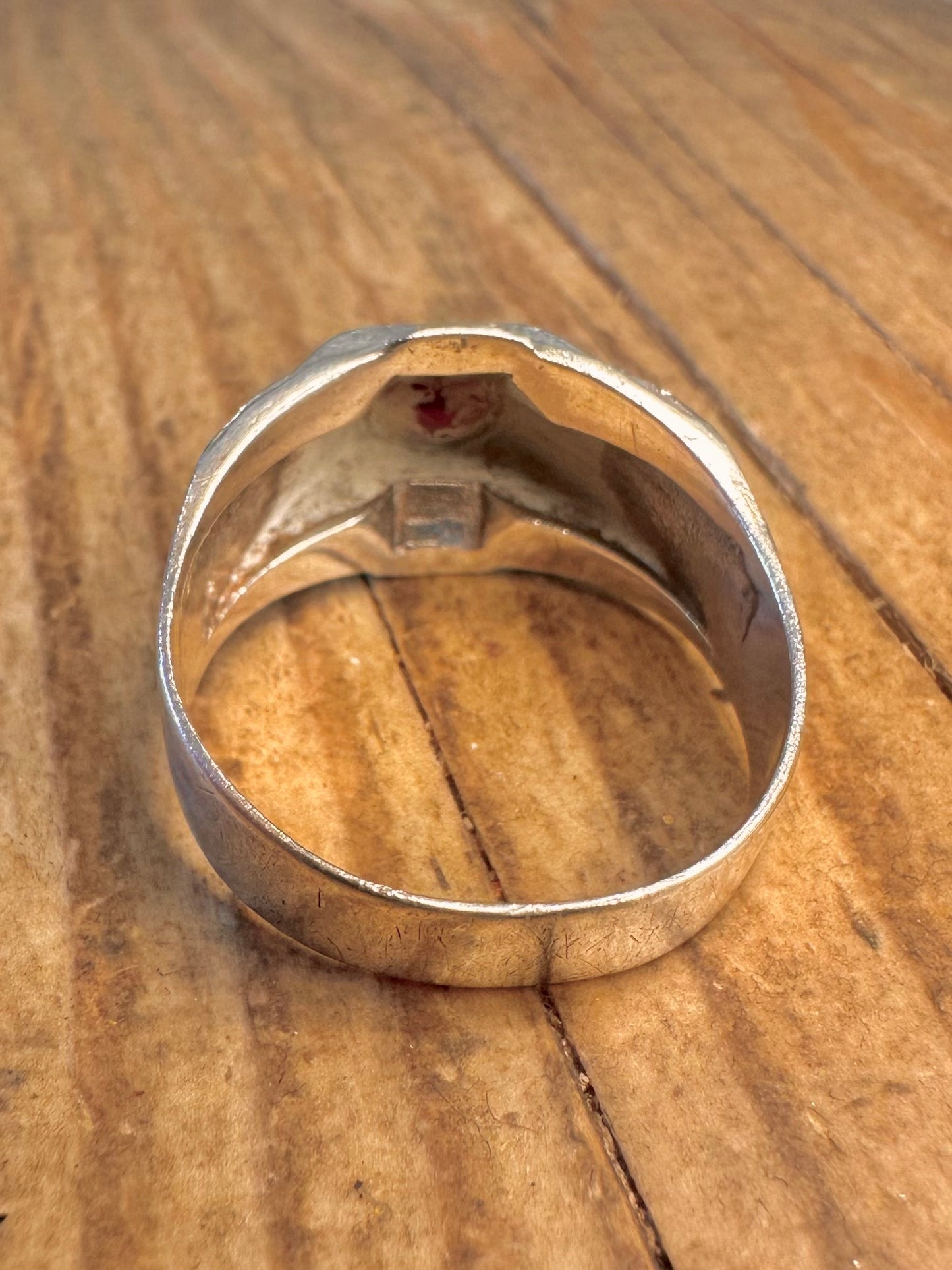 Garnet 1978 Signet Flower Engraved 925 Sterling Silver Size X Ring