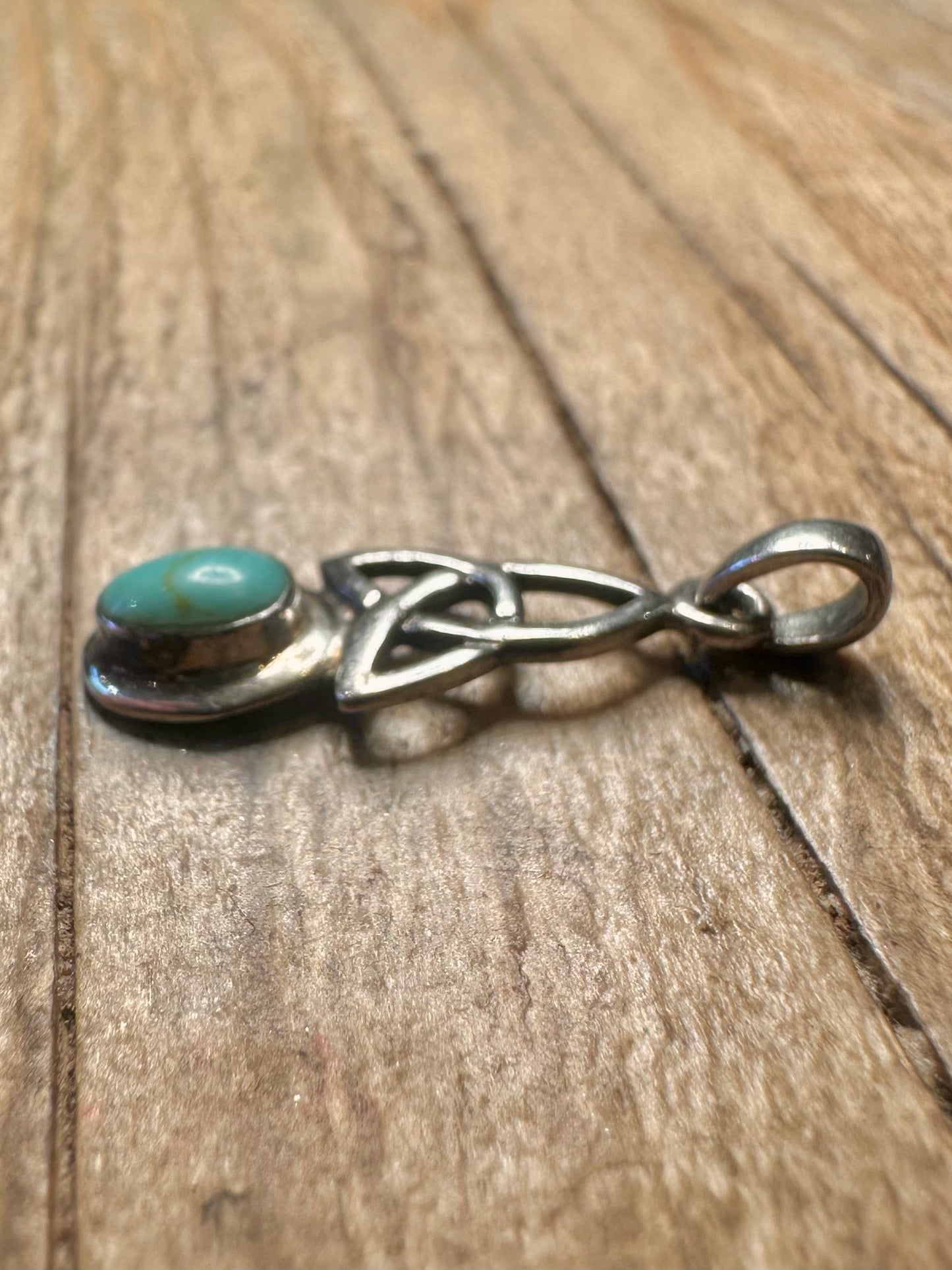 Vintage Celtic Turquoise 925 Sterling Silver Pendant