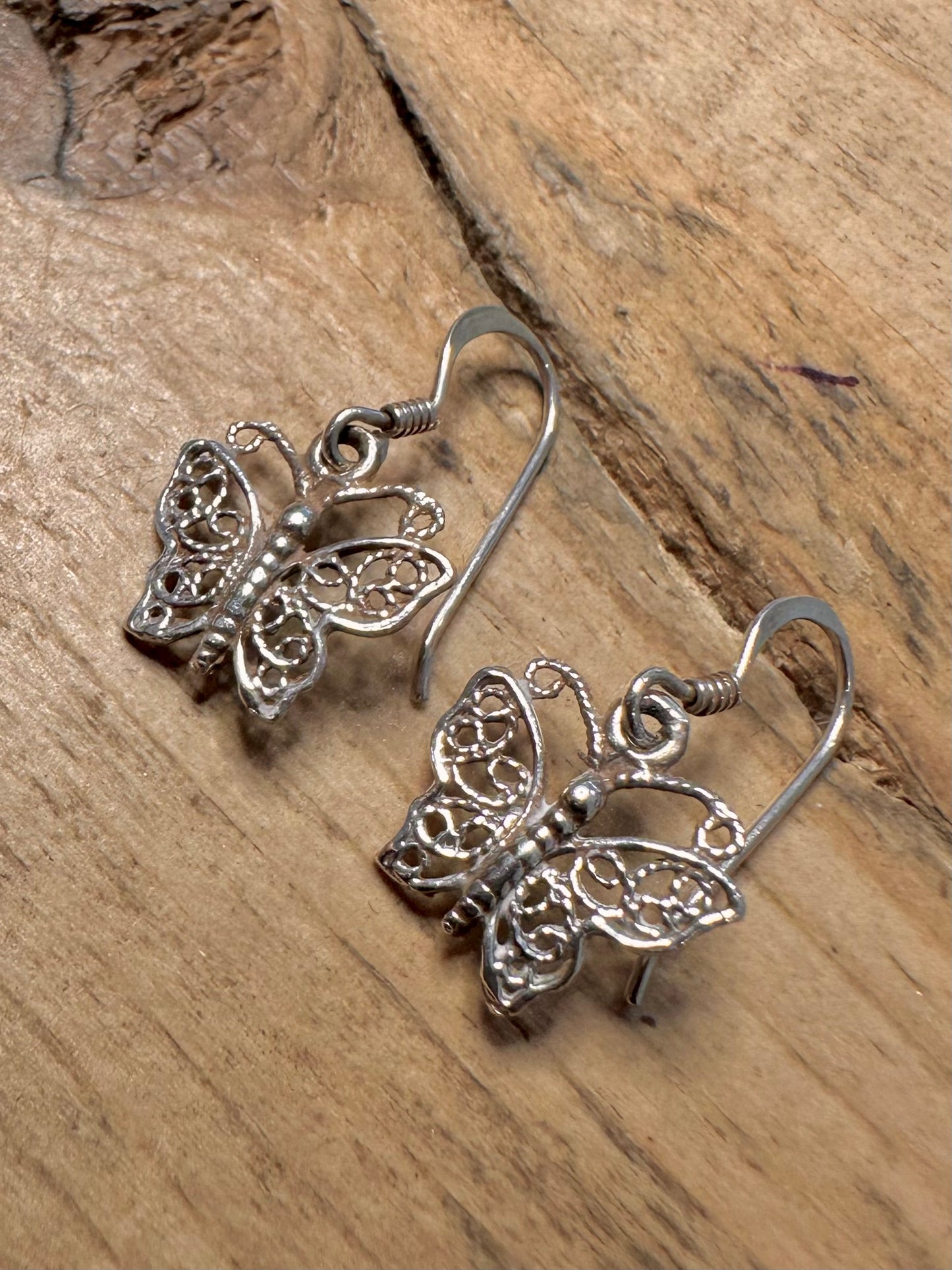 Vintage Butterfly 925 Silver Earrings