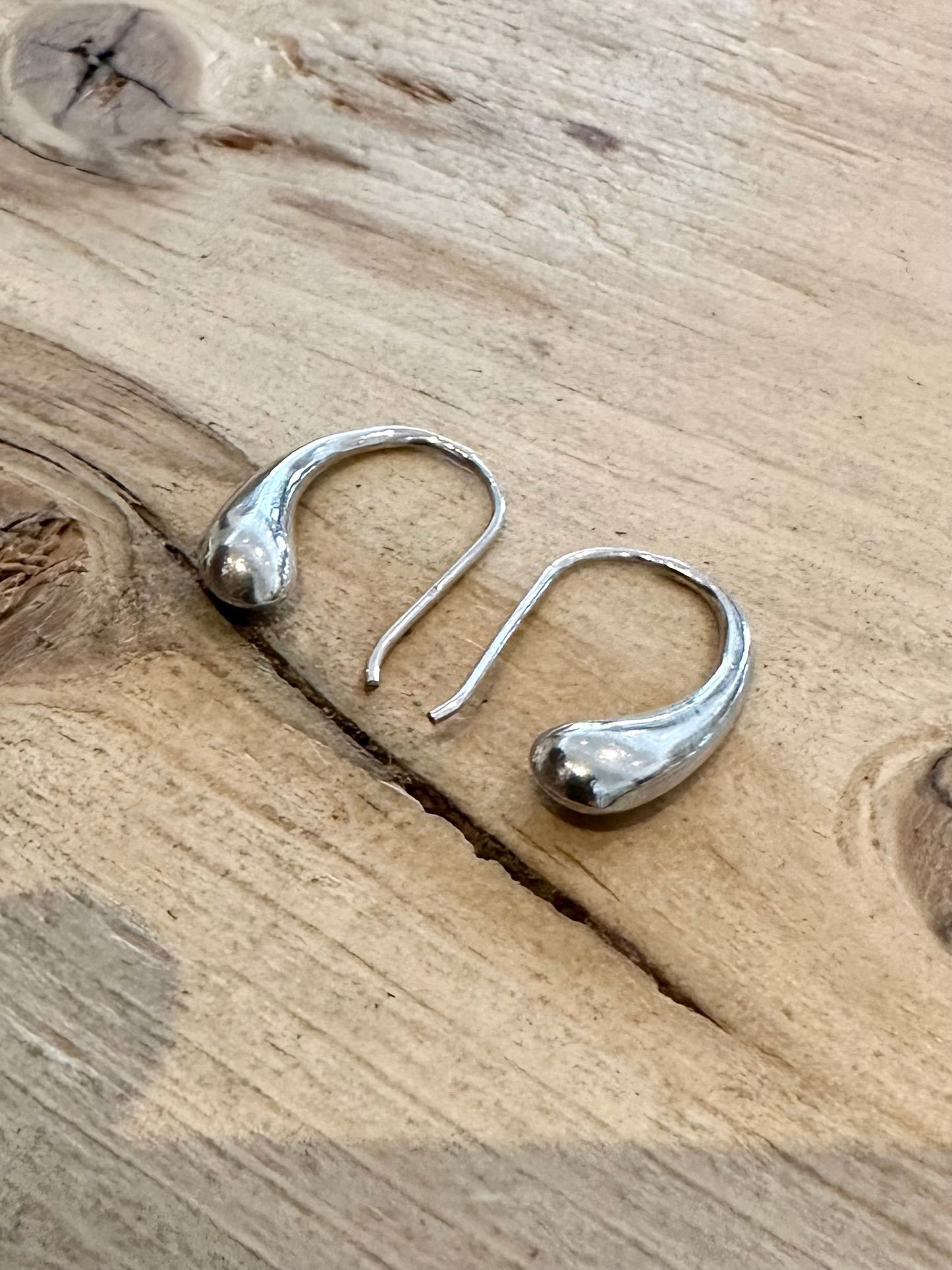 Modernist Tear Drop 925 Silver Earrings