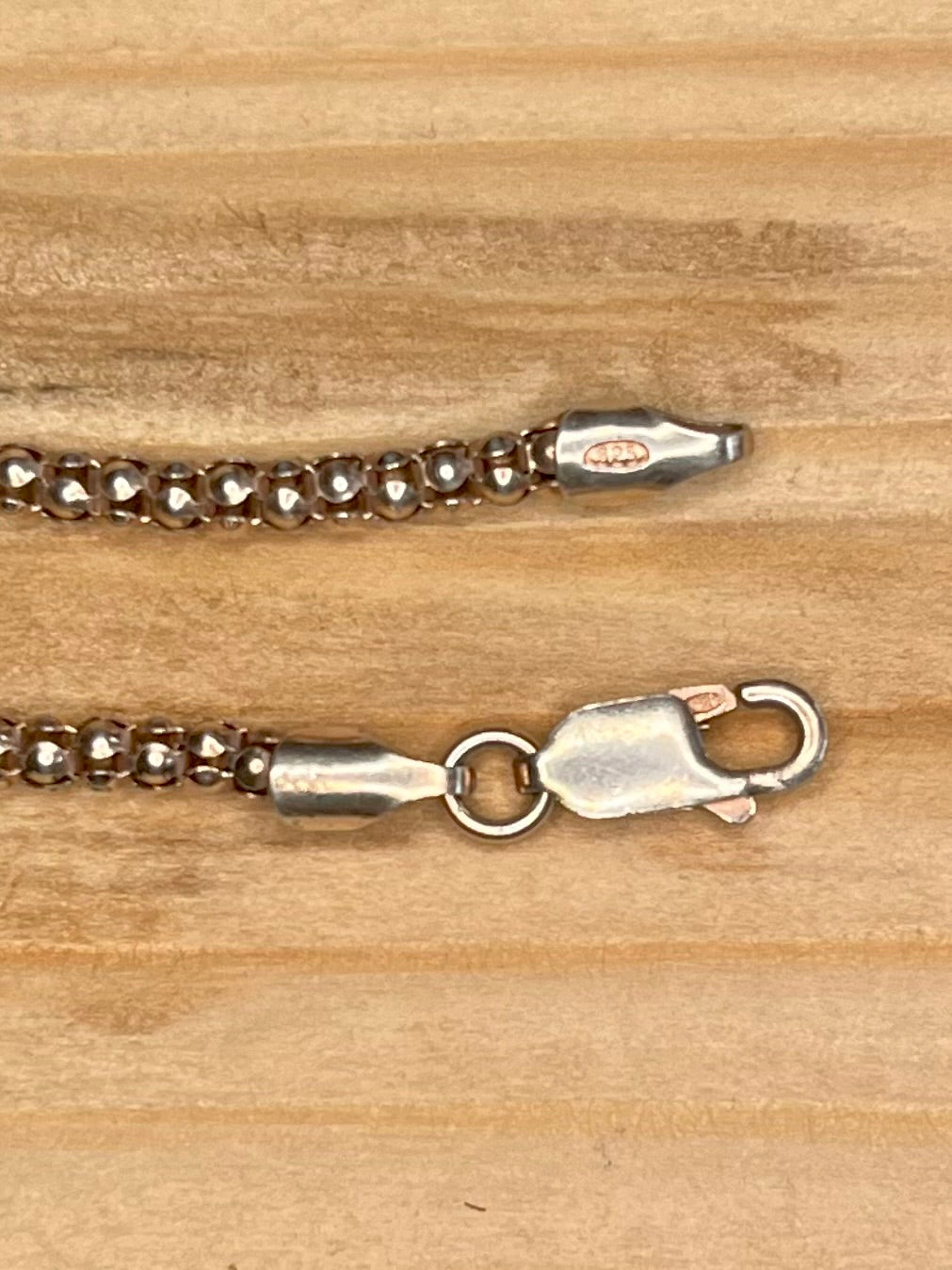Delicate Popcorn Link Rose Gold Coloured 925 Sterling Silver 7.7 Inch Bracelet