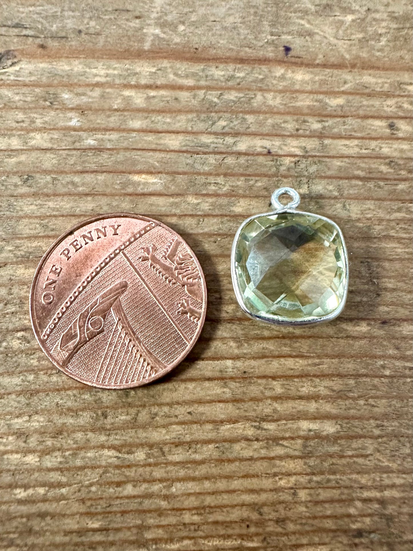 Modern Citrine Square Silver Pendant