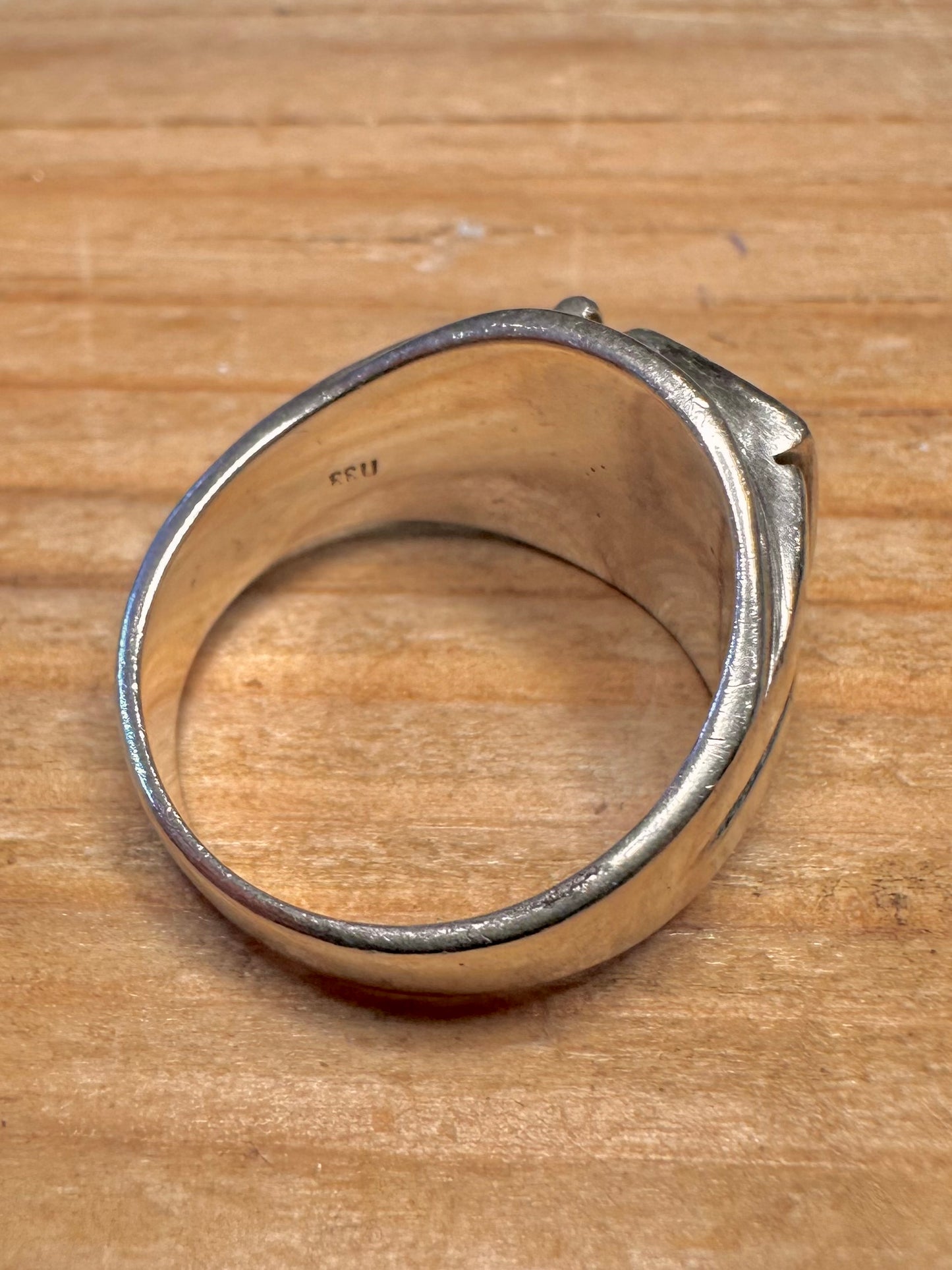 Vintage Greek Key Signet 925 Sterling Silver Size S Ring
