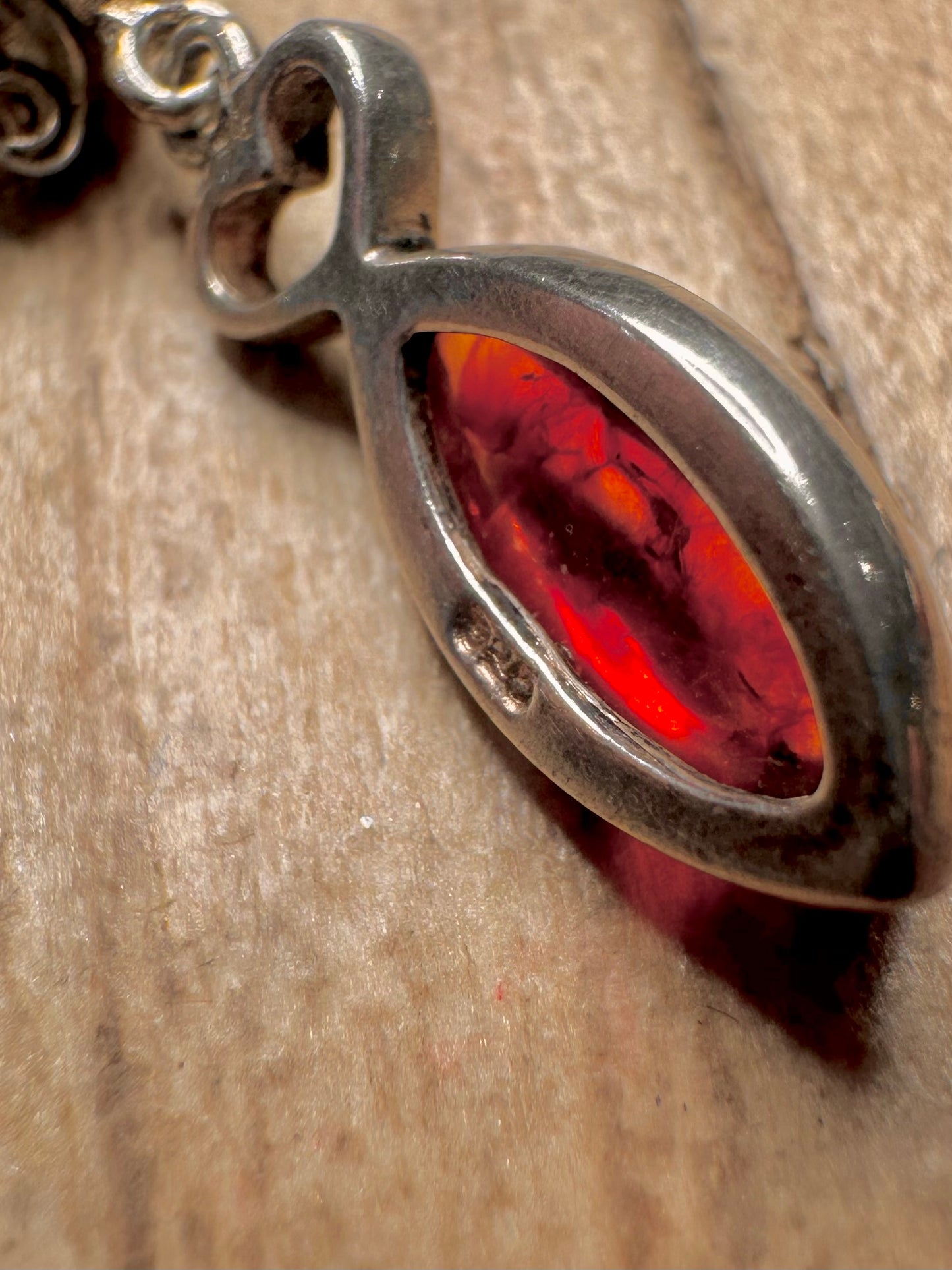 Vintage Amber Dangle 925 Sterling Silver Earrings