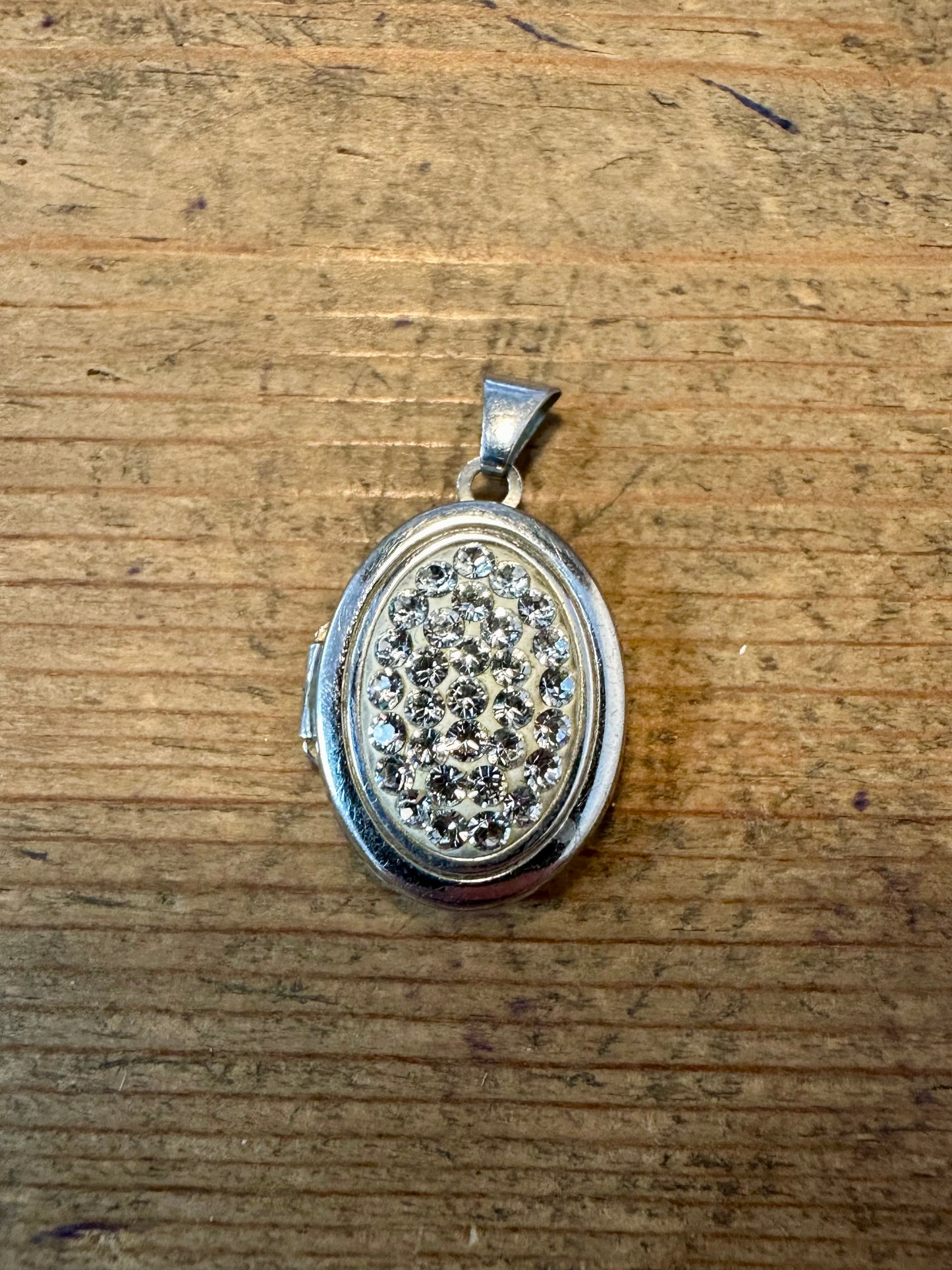 Modernist CZ Oval 925 Silver Locket Pendant