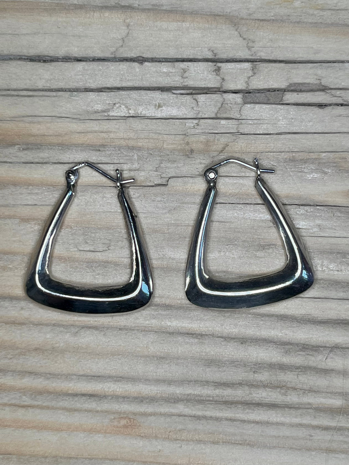 Chunky Geometric Creole 925 Sterling Silver Hoop Earrings