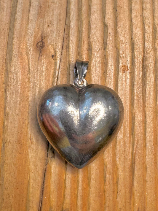 Large Puff Heart 925 Sterling Silver Pendant