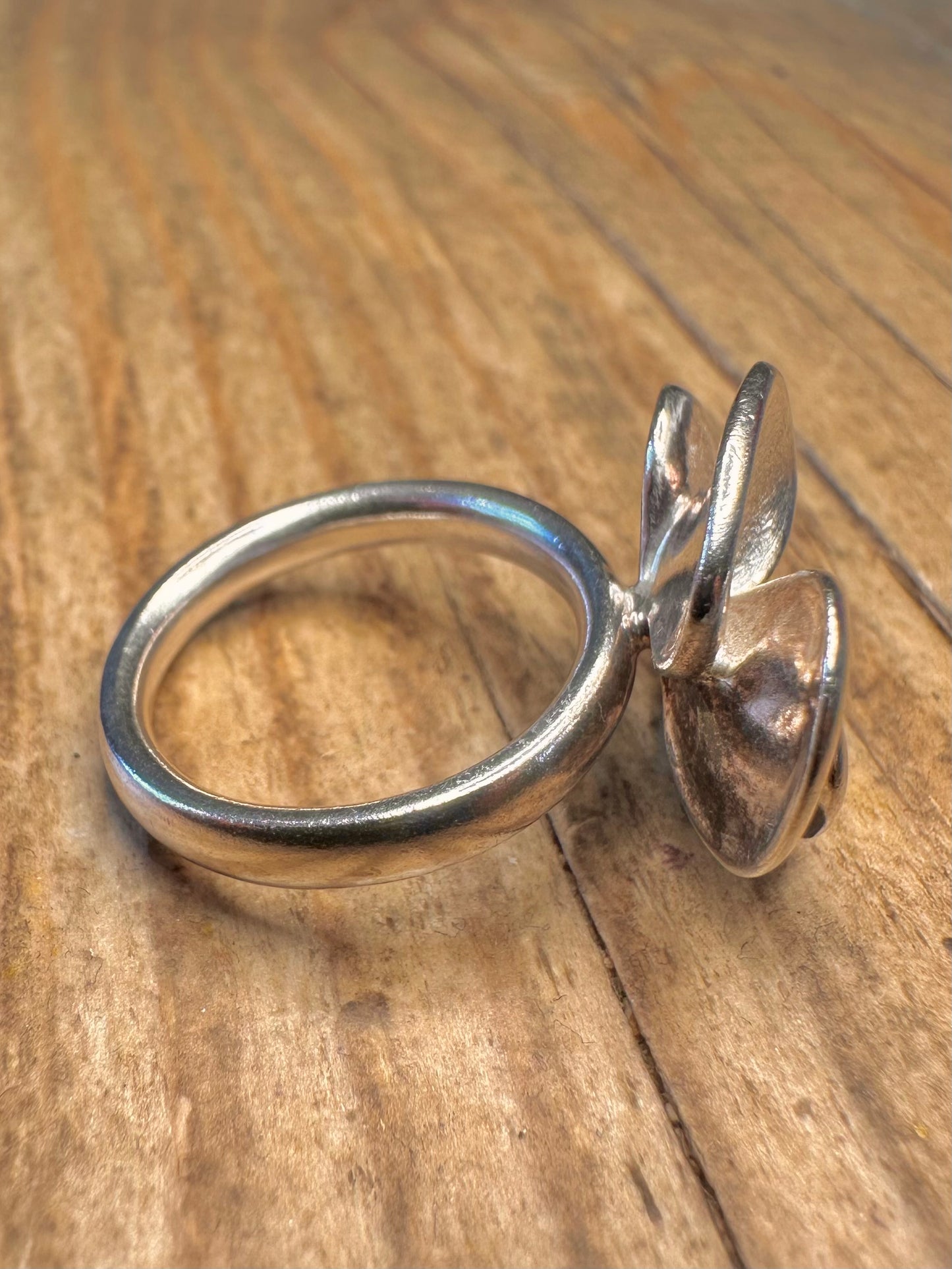Abstrakter Blumen-Ring aus 925er Sterlingsilber, Größe J