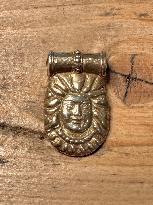 Vintage Face Gold on 925 Silver Pendant