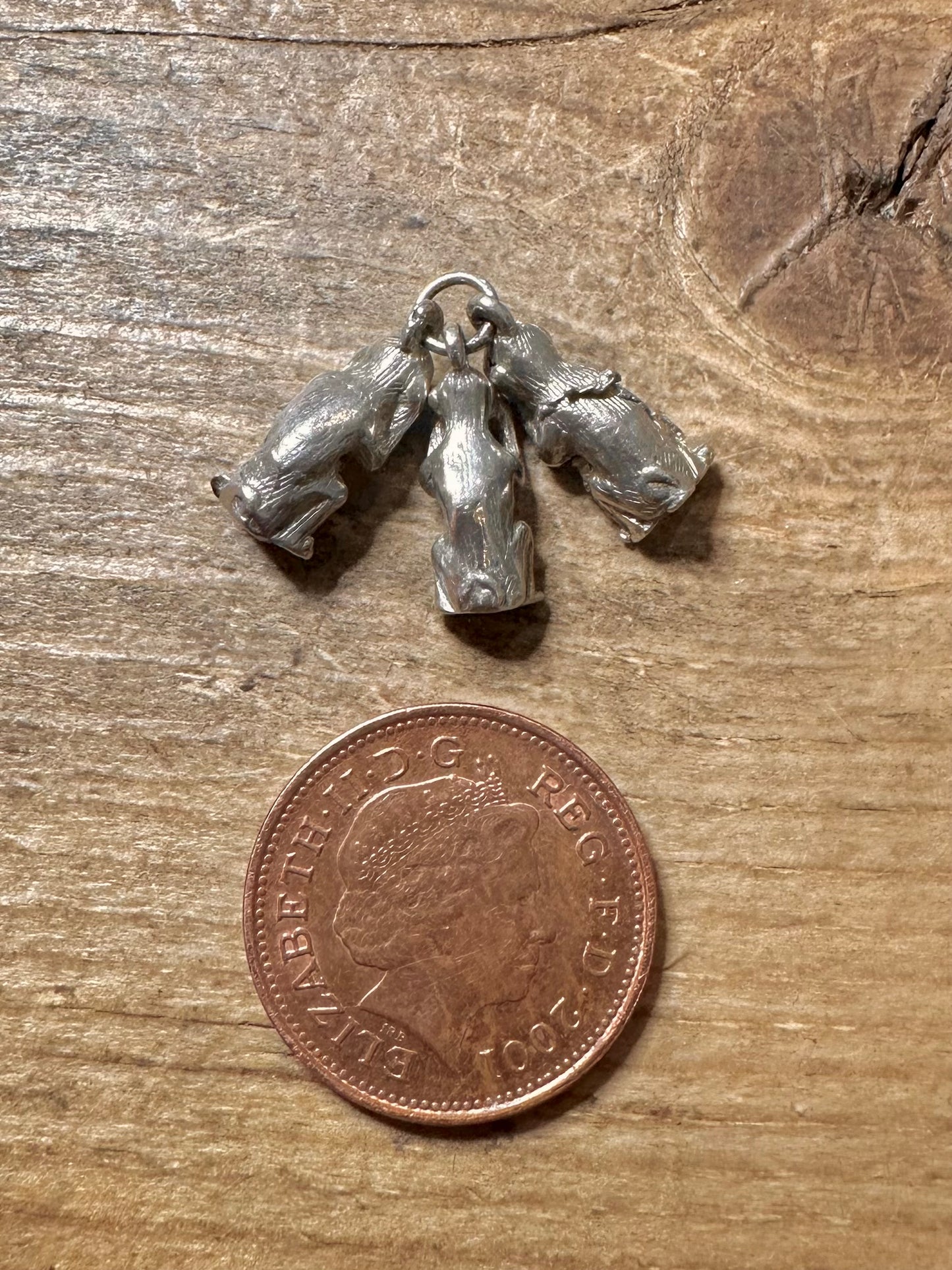 Vintage Three Wise Monkeys 925 Silver Charm Pendant