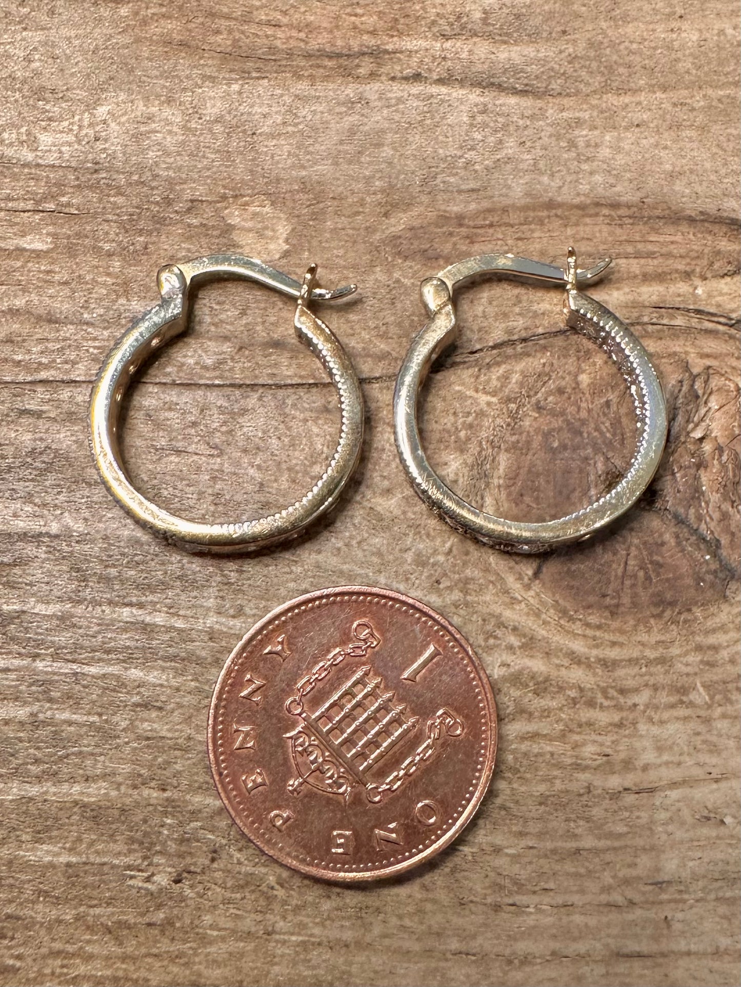 Modern CZ Stone Hoop Gold on 925 Silver Earrings