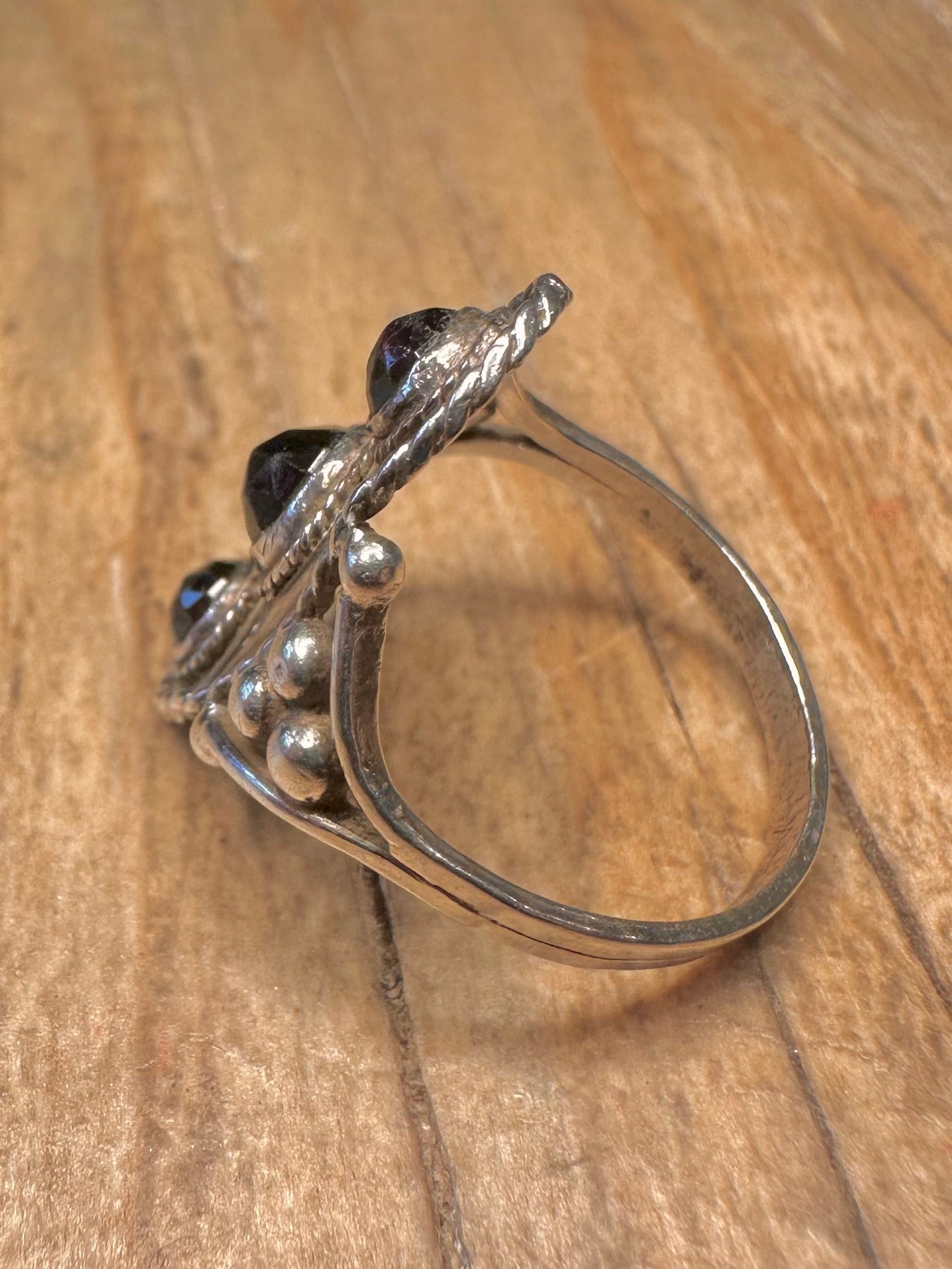 Vintage Garnet Boho 925 Sterling Silver Size N1/2 Ring