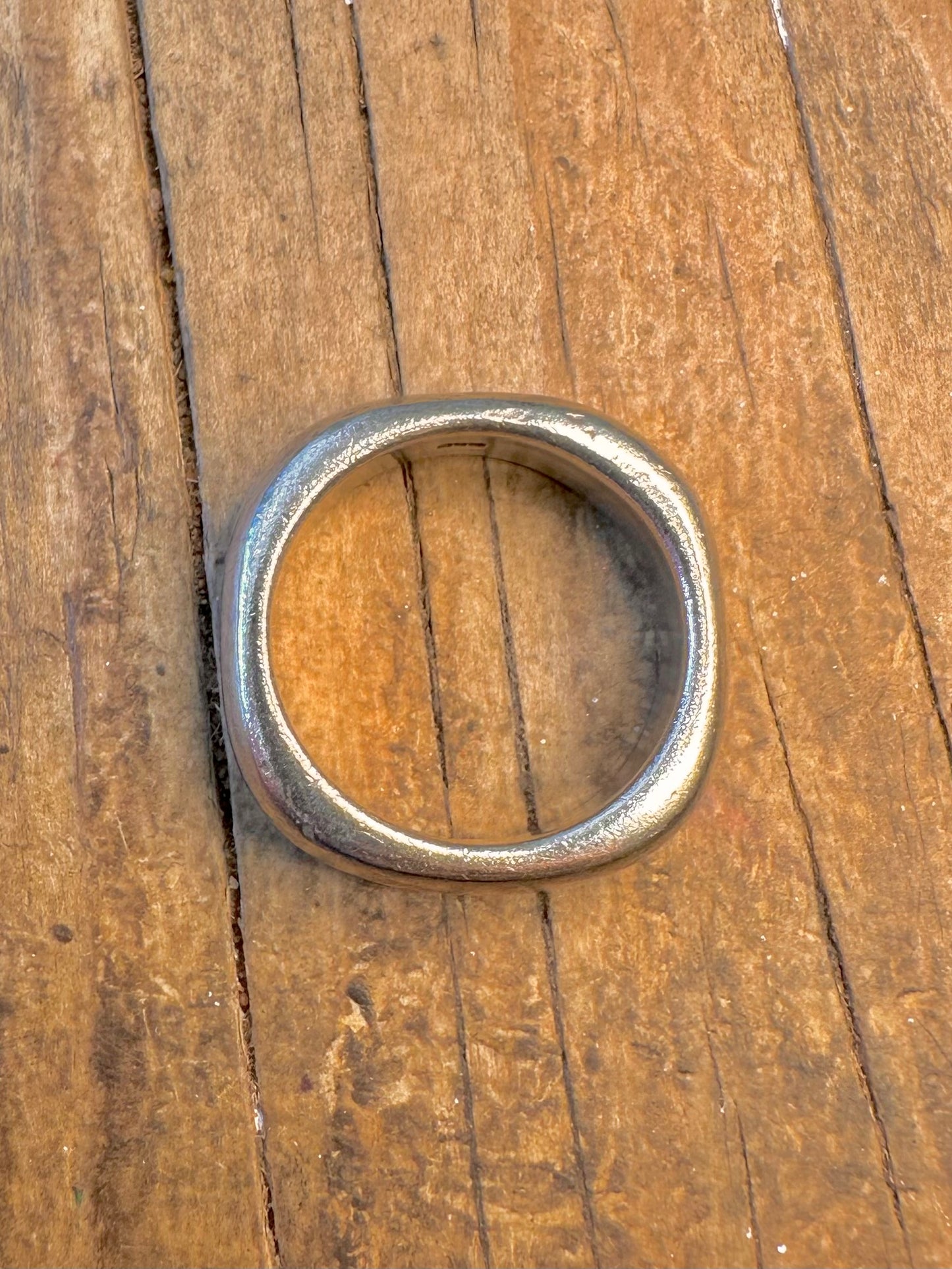Square Rounded Heavy Band 925 Sterling Silver Size U Ring