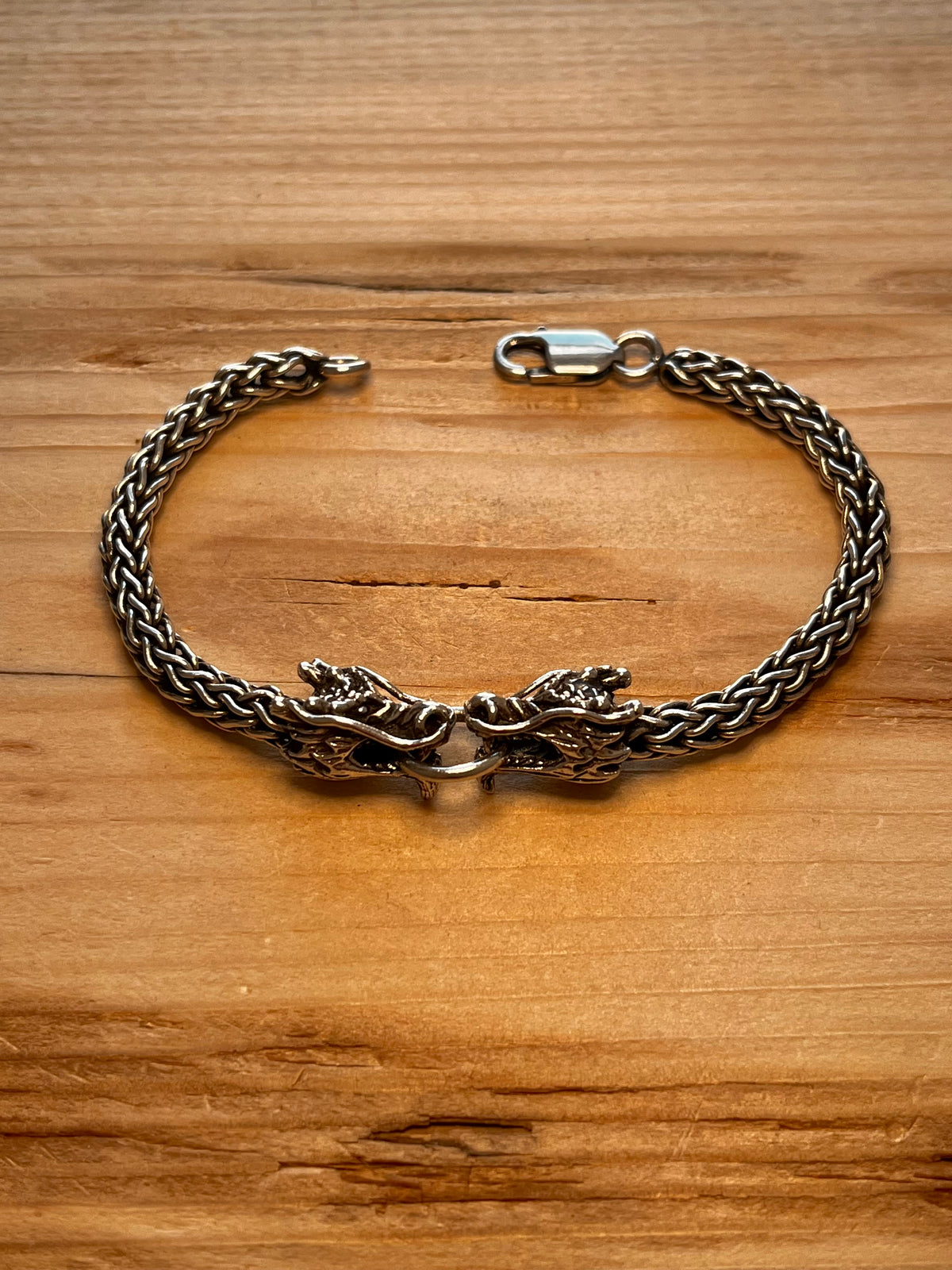 Chunky Double Dragon Foxtail Link 925 Sterling Silver 8.5 Inch Bracelet