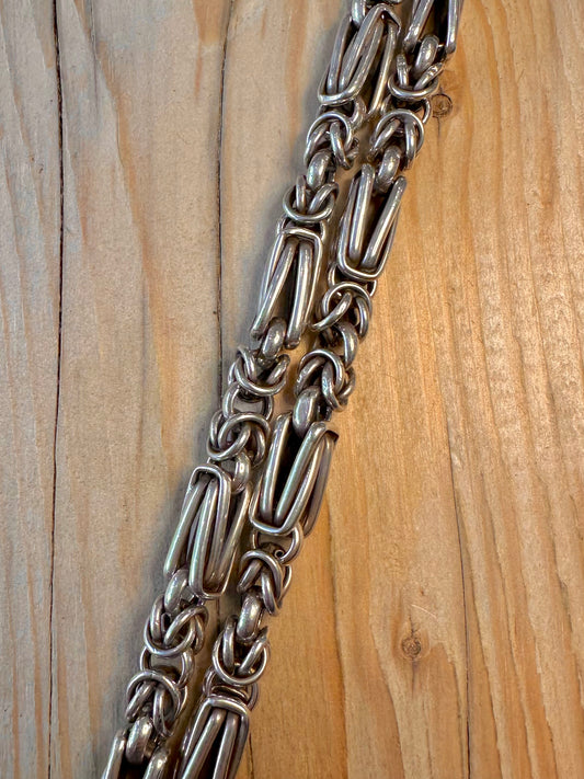Vintage Chunky Byzantine Chain 925 Sterling Silver 21 inch Necklace