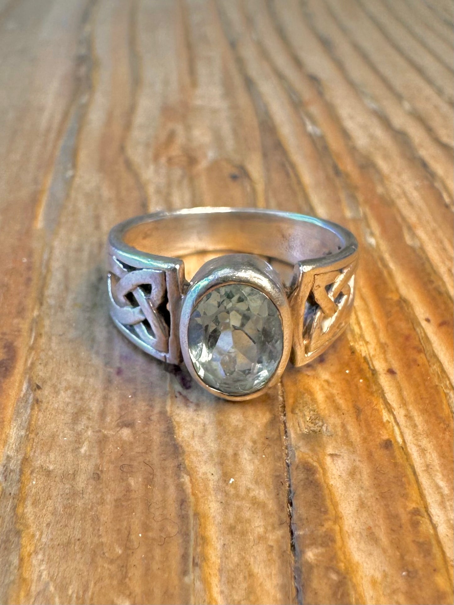 Blue Topaz Celtic 925 Sterling Silver Size K1/2 Ring
