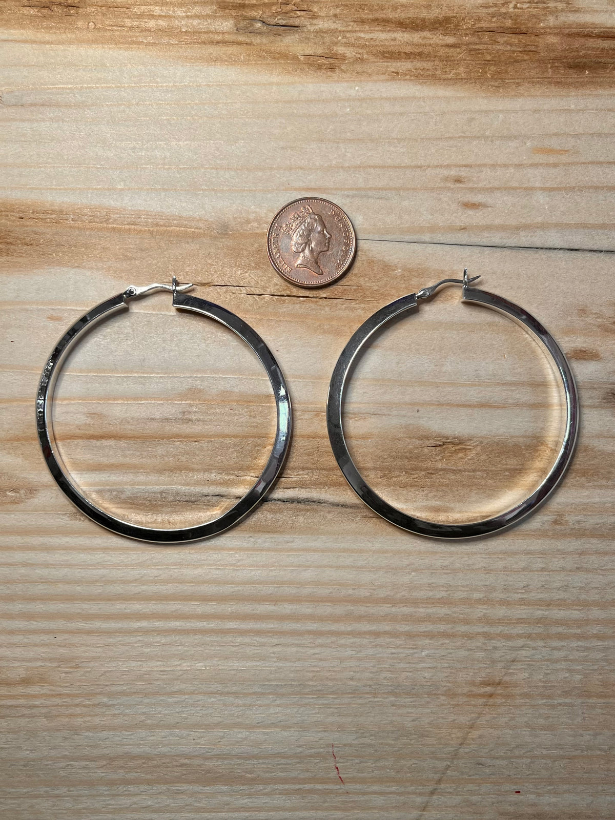 Large Chunky 925 Sterling Silver Hoop Earrings