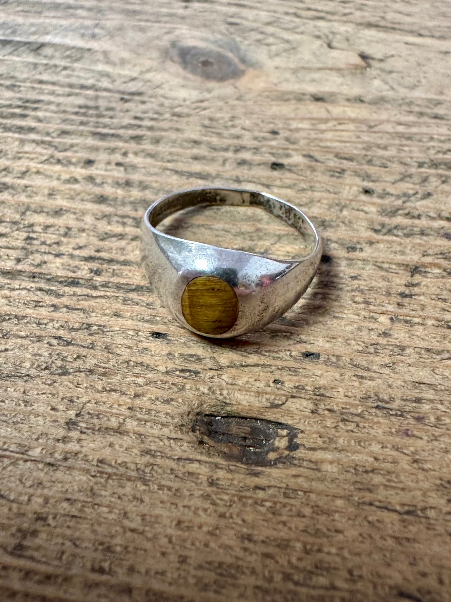 Vintage Tigers Eye 925 Silver Size K Ring