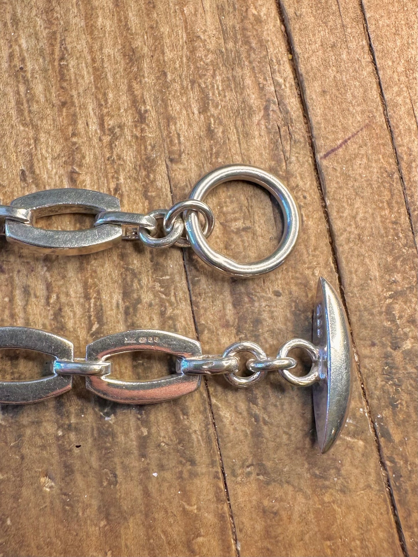 Abstract 2001 Oval Link T Bar 925 Sterling Silver 18 inch Necklace