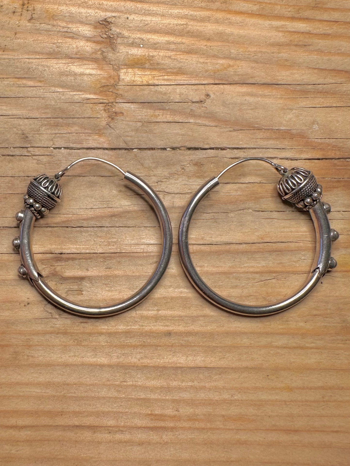 Große Vintage Tribal Kreolen Ohrringe aus 925er Sterlingsilber