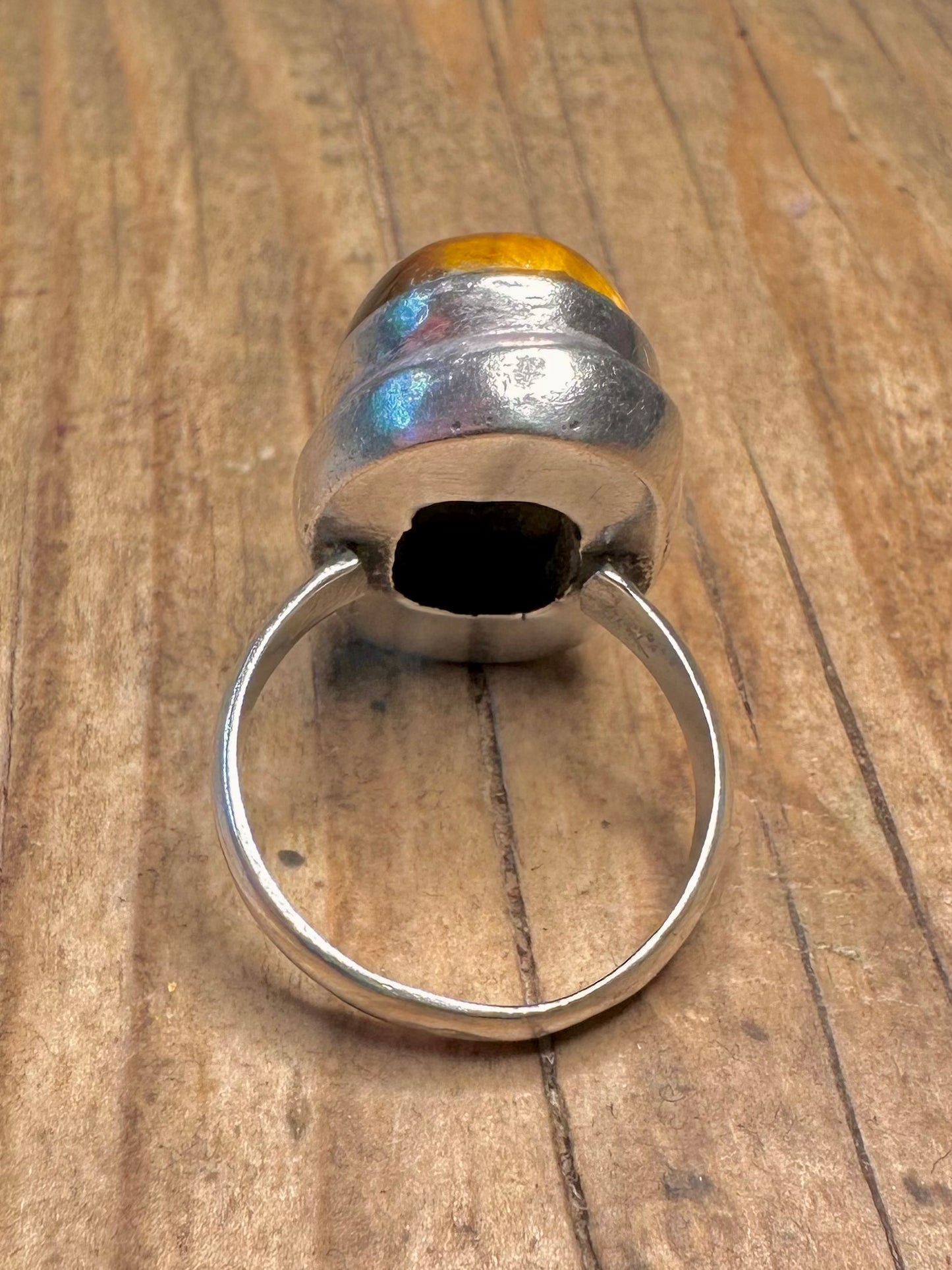 Ovaler Tigerauge 925er Sterlingsilber Ring Größe P