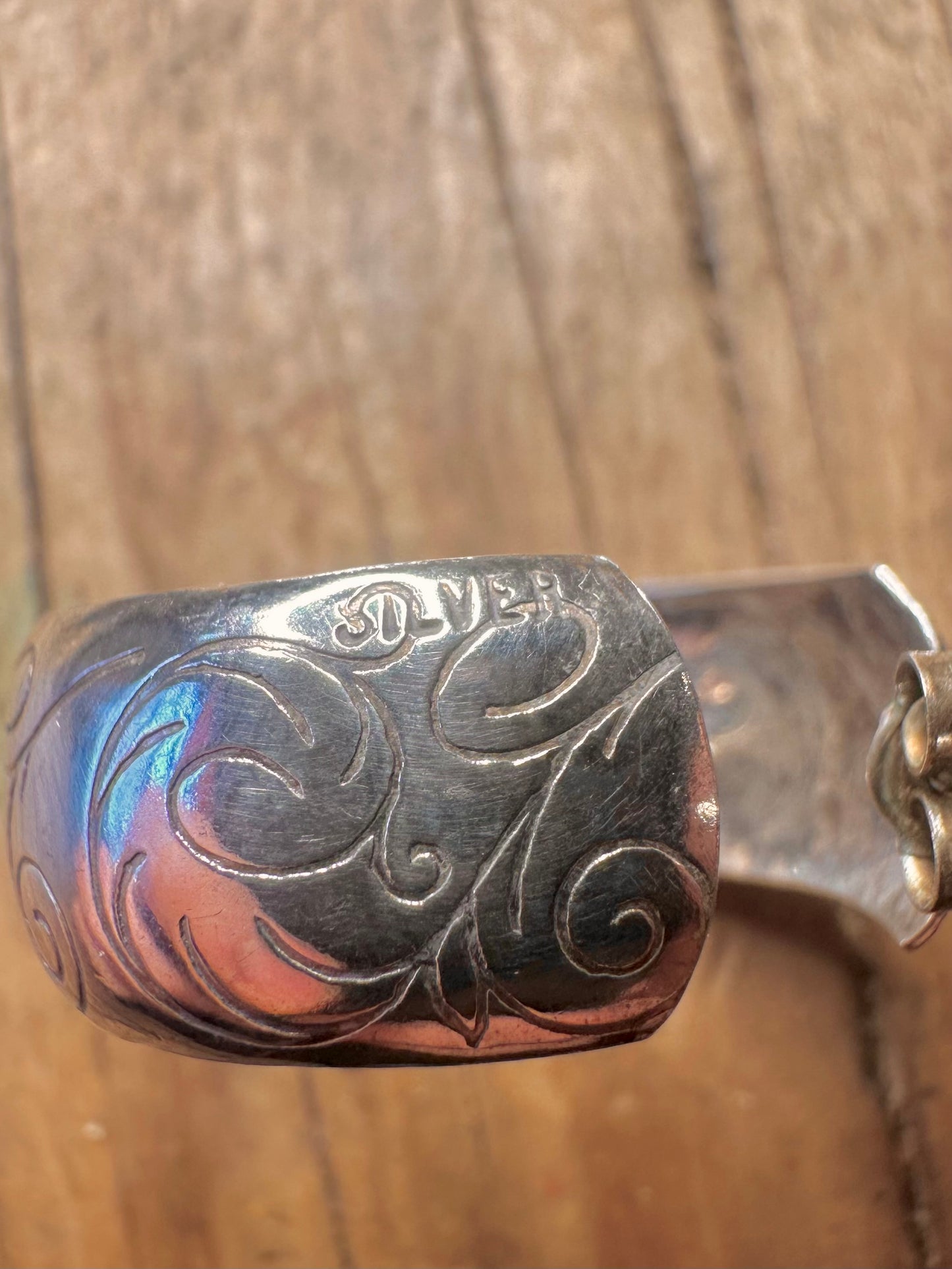 Vintage Chunky Engraved Half Hoops 925 Sterling Silver Earrings