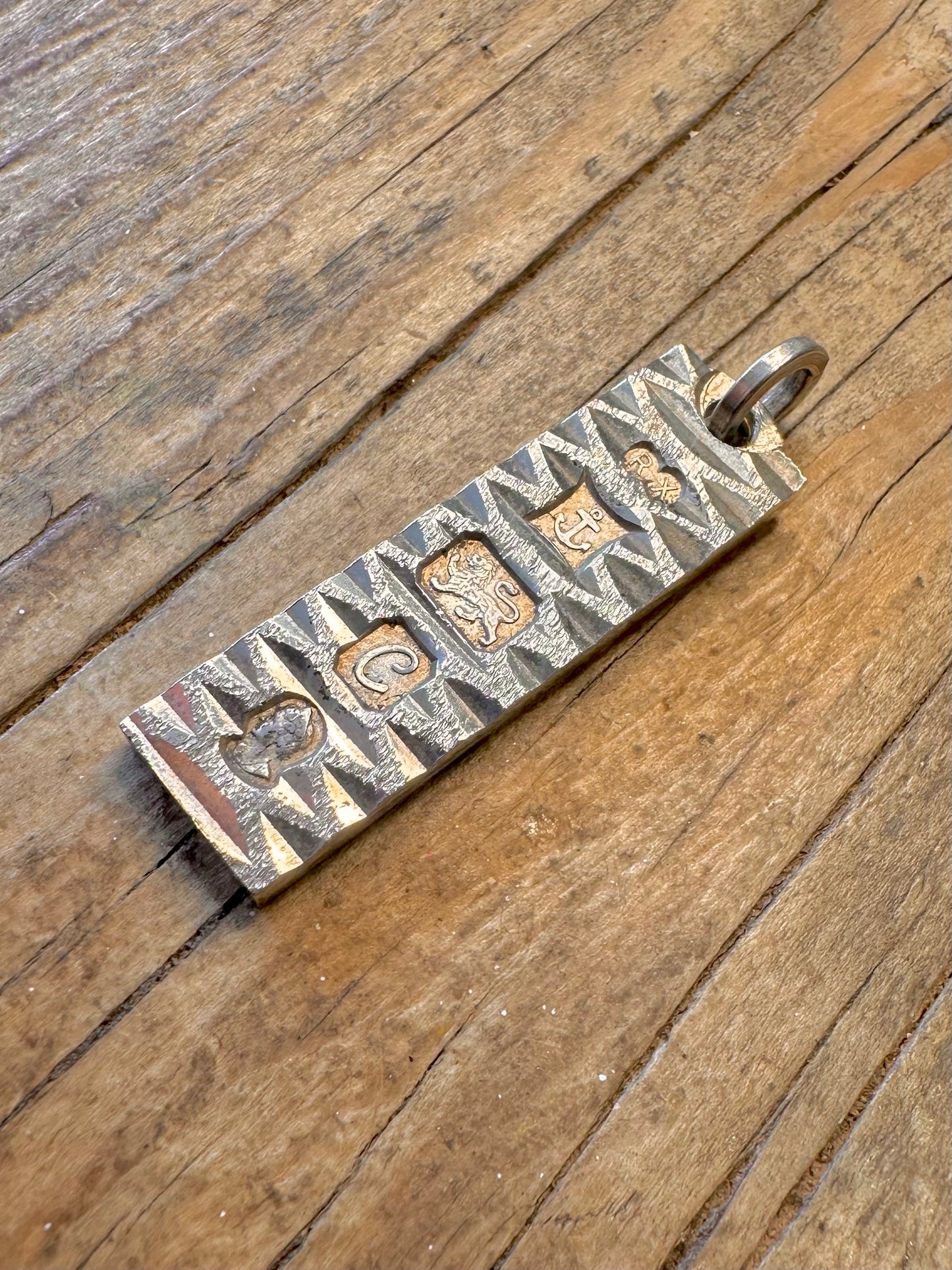 Textured 1975 Ingot Jubilee Maker RX 925 Sterling Silver Pendant