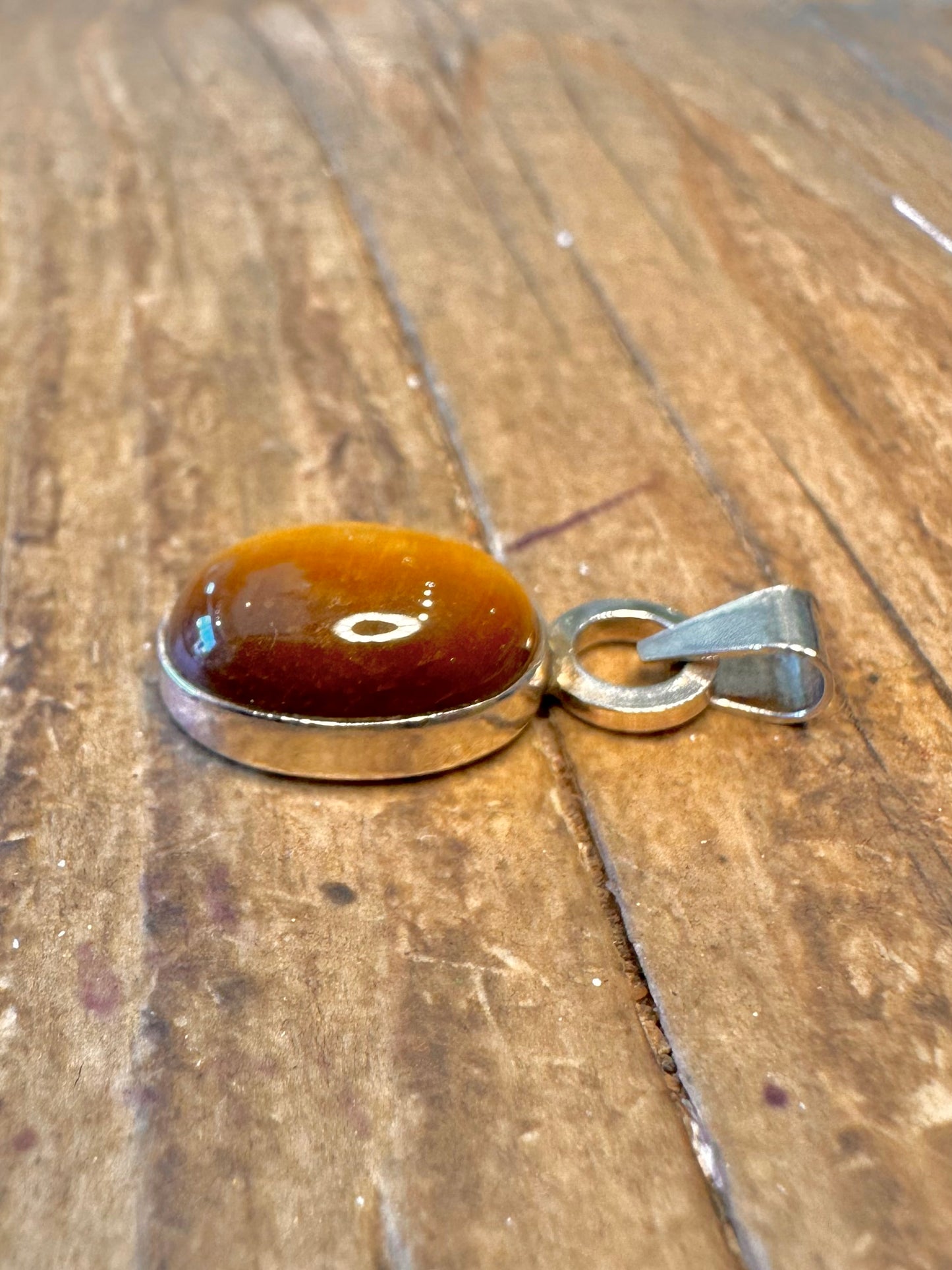 Tigers Eye Oval 925 Sterling Silver Pendant