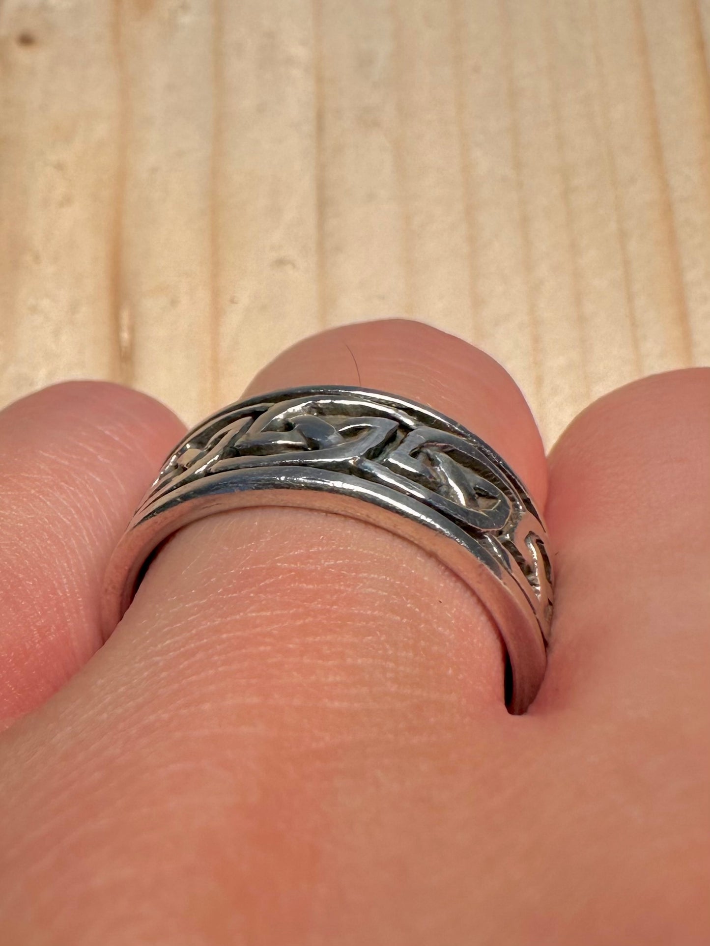 Celtic Band 925 Sterling Silver Size P1/2 Ring