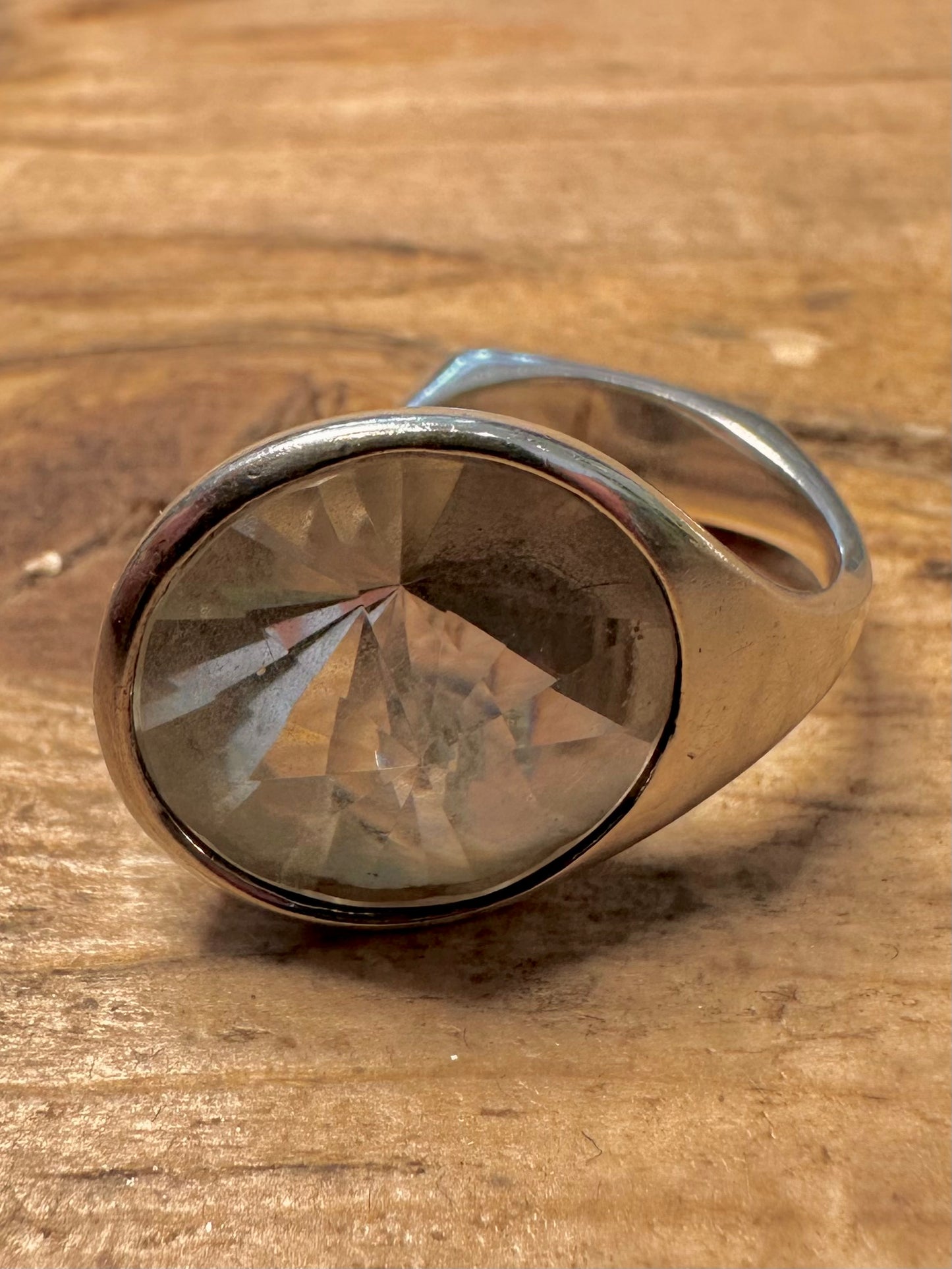 Abstract CZ Modernist 925 Silver Size K Ring