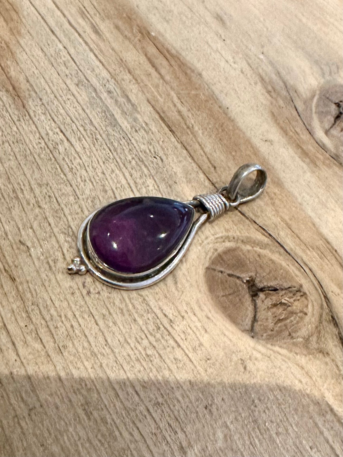 Vintage Purple Amethyst 925 Silver Pendant