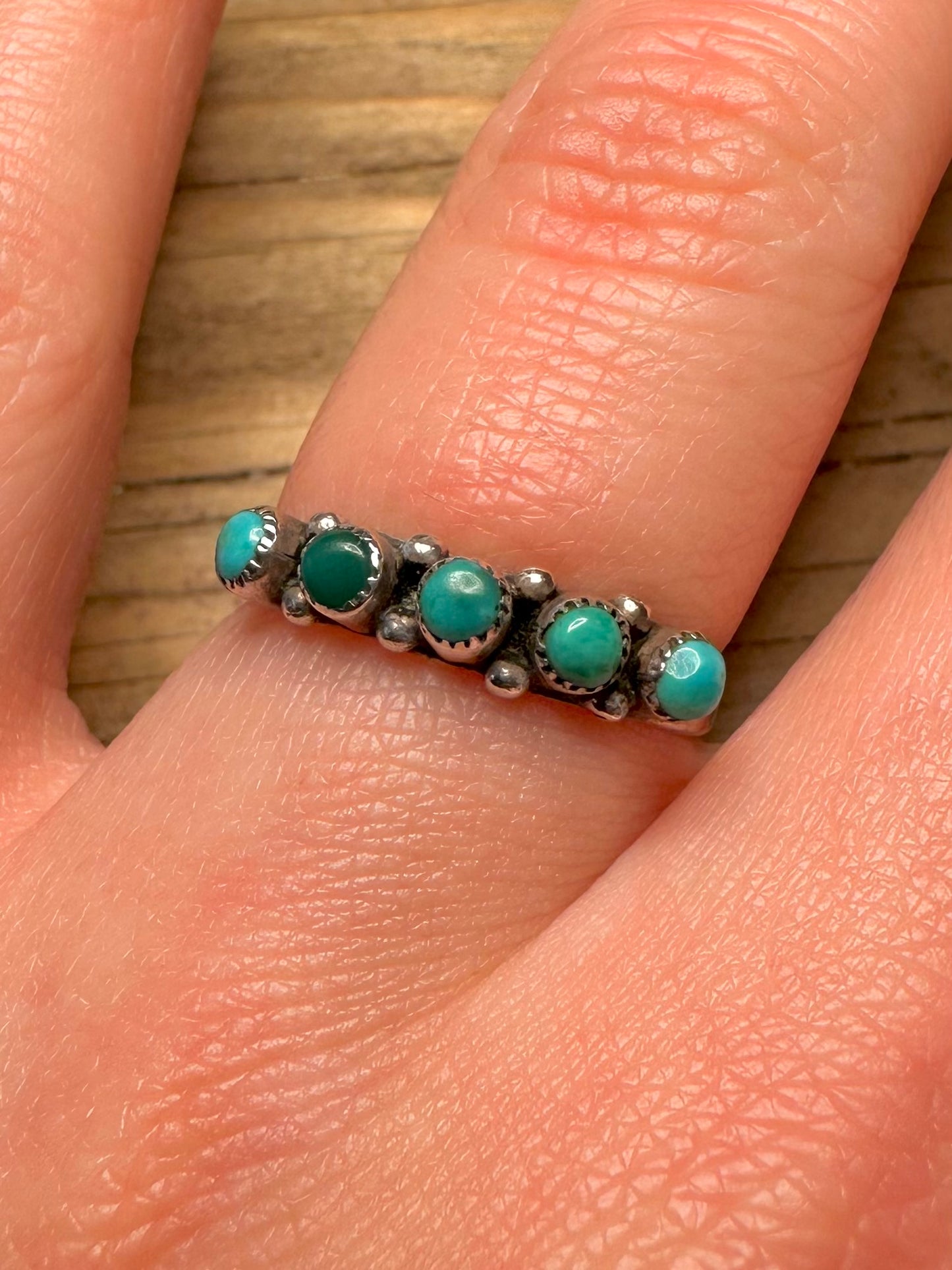 Vintage Turquoise Native American Style 925 Sterling Silver Size Q Ring