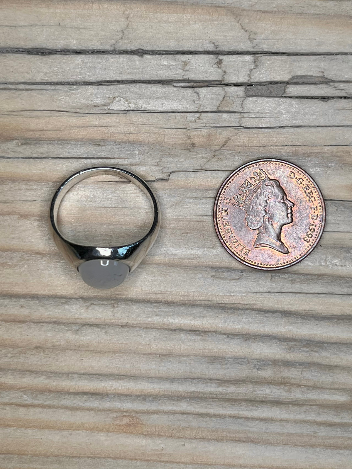 Oval Moonstone Signet 925 Sterling Silver Size L1/2 Ring