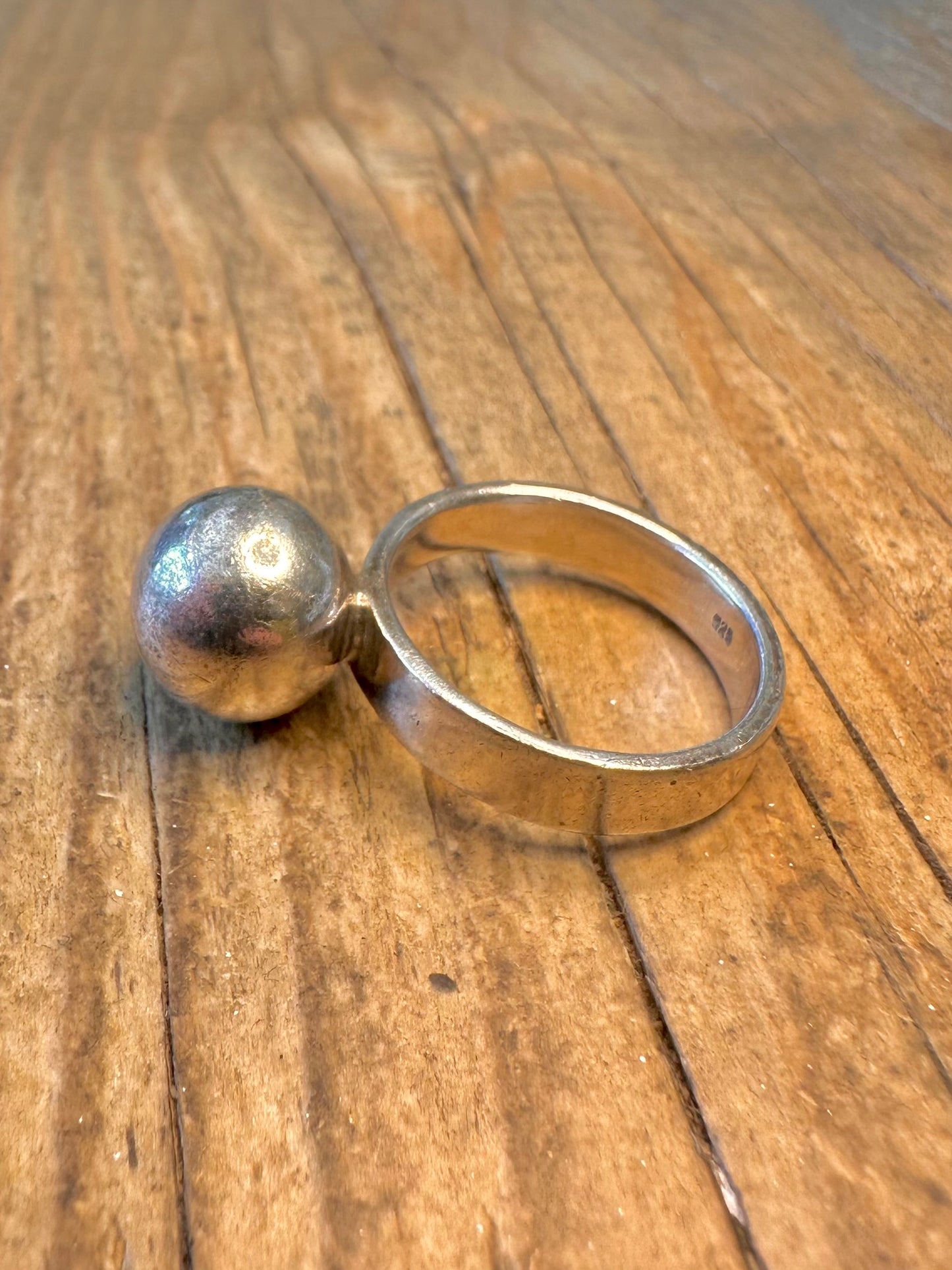 Abstract Ball 925 Sterling Silver Size S Ring