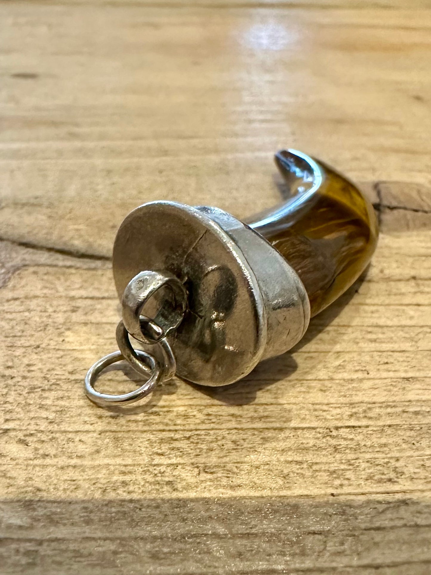 Vintage Large Tigers Eye Claw 925 Silver Pendant