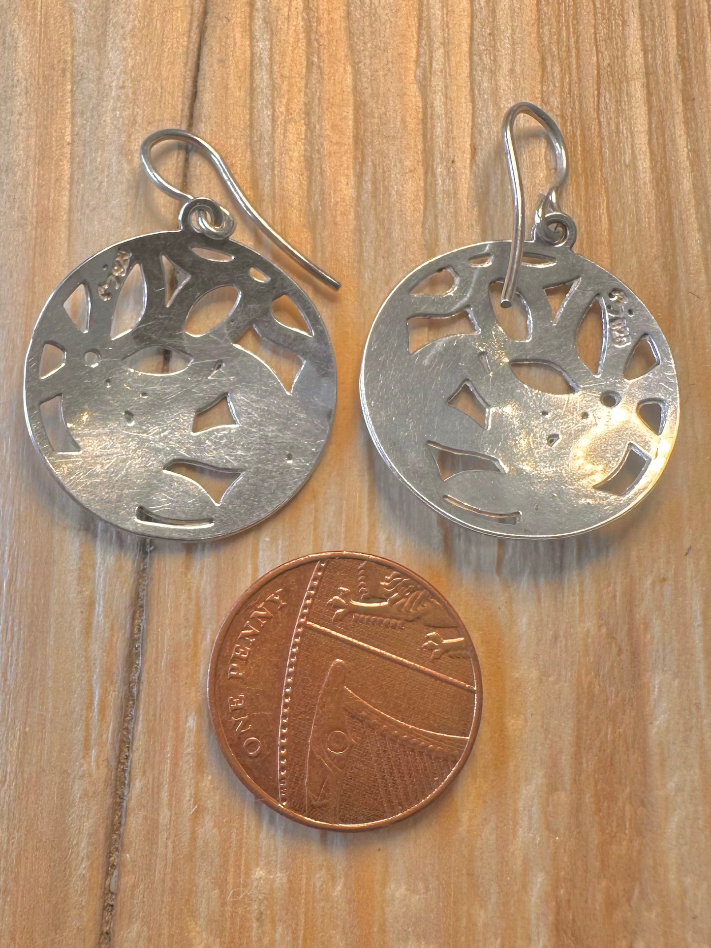 Vintage Enamel Flower Daisy 925 Silver Earrings