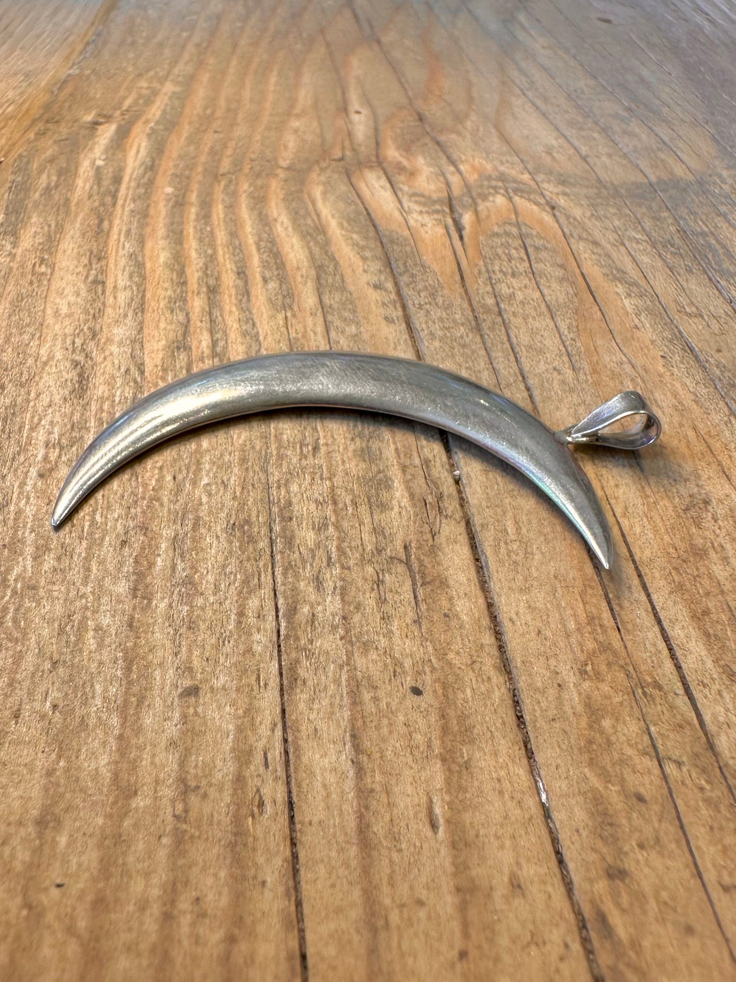 Large Crescent Moon 925 Sterling Silver Pendant