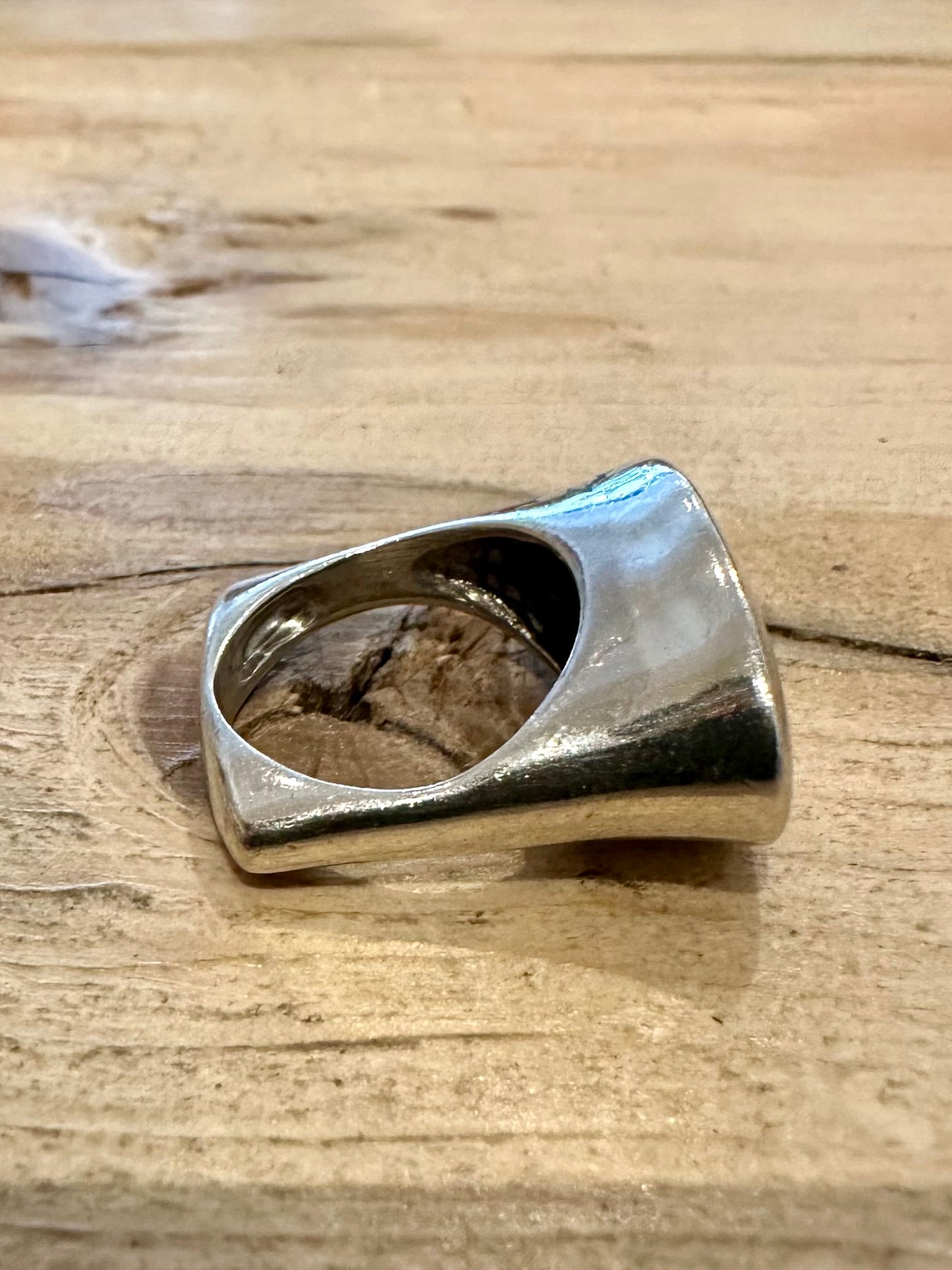 Abstract Modernist Flat 925 Silver Size L Ring