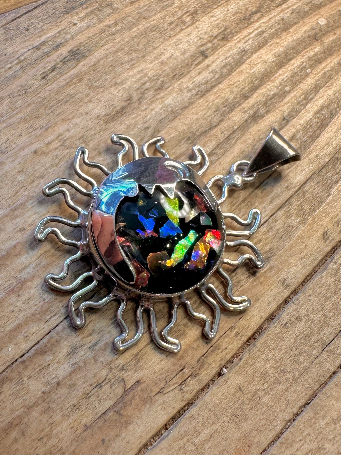 Sonne und Mond Konfetti 925 Sterlingsilber Anhänger