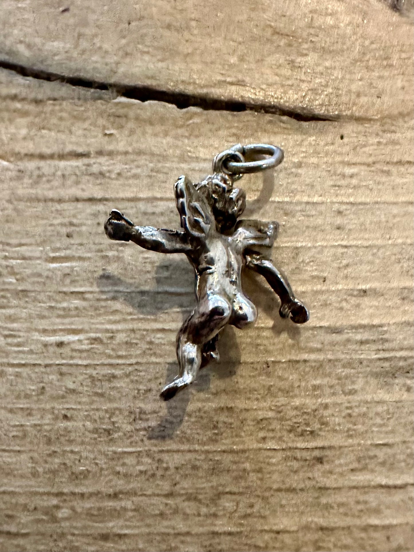 Vintage Cherub 925 Silver Charm Pendant