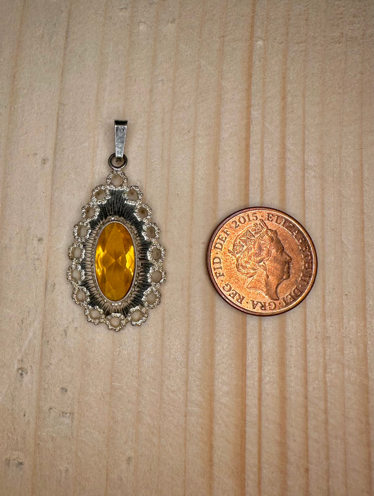Citrine Ornate Oval 925 Sterling Silver Pendant