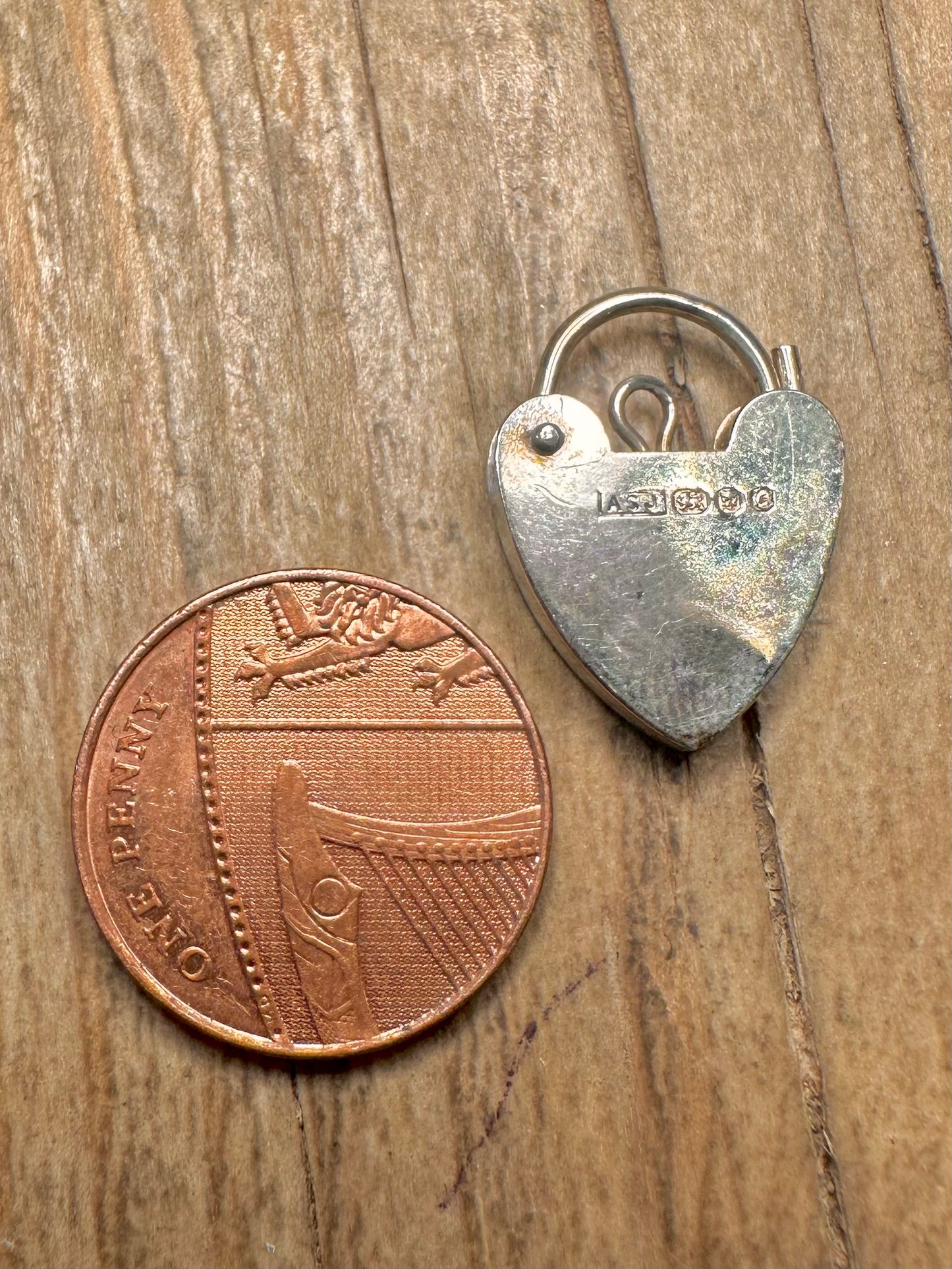 Vintage 1977 Heart Padlock 925 Sterling Silver Pendant